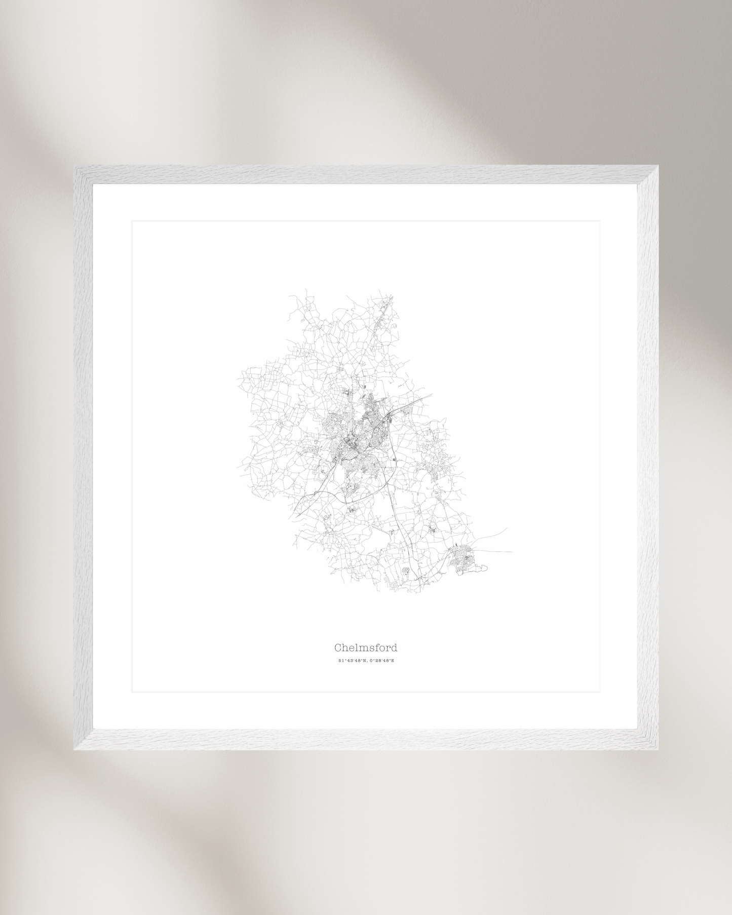 Chelmsford - Minimalist City Map - Fine Art Print - White