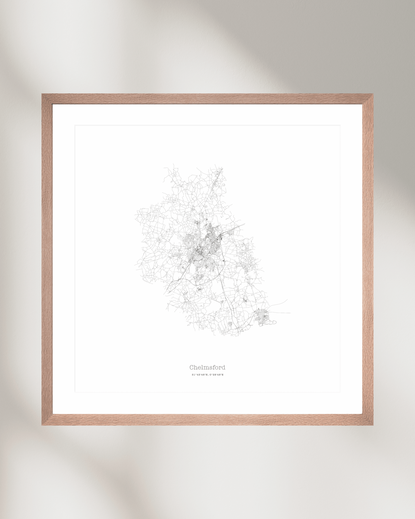 Chelmsford - Minimalist City Map - Fine Art Print - White