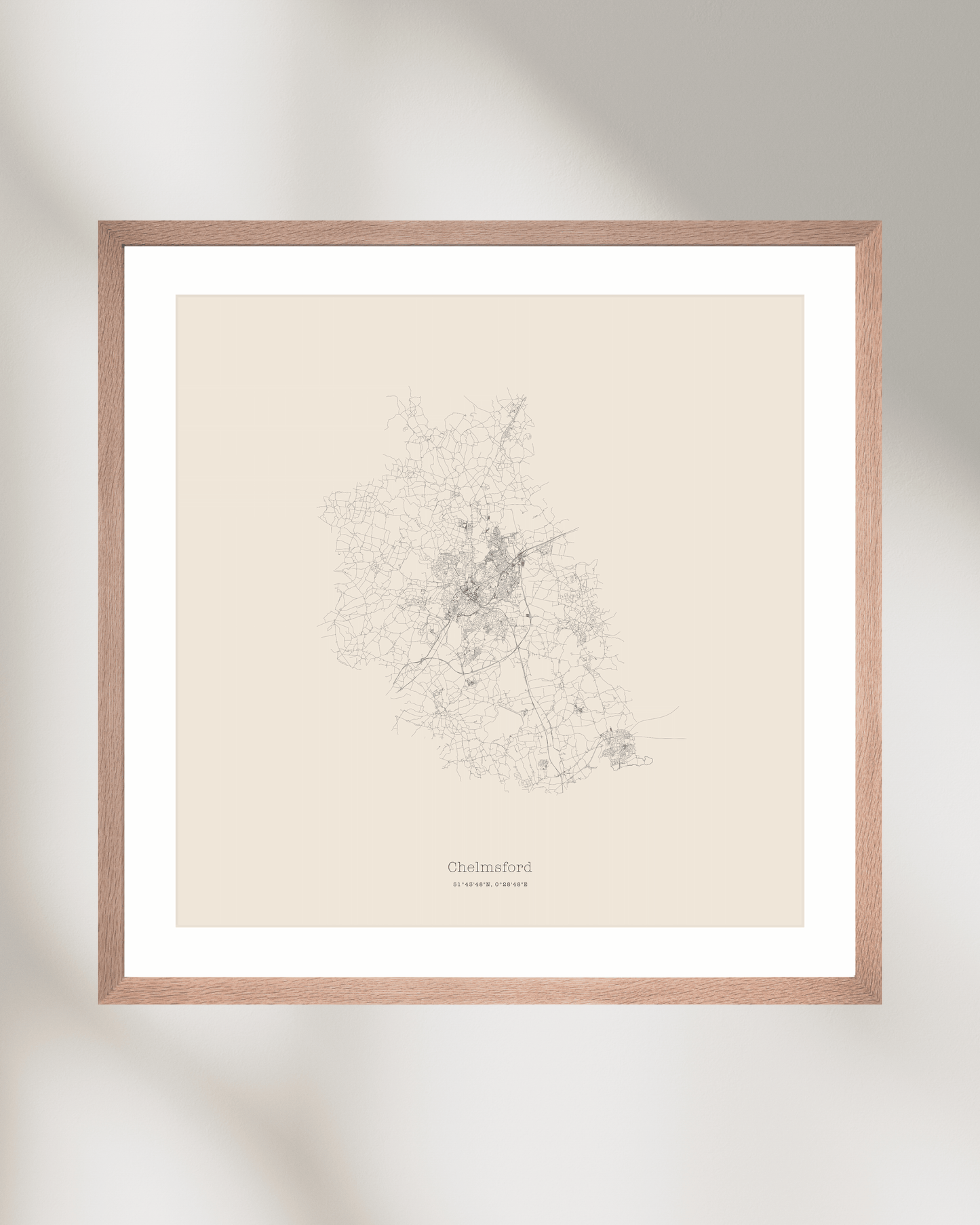 Chelmsford - Minimalist City Map - Fine Art Print - Taupe