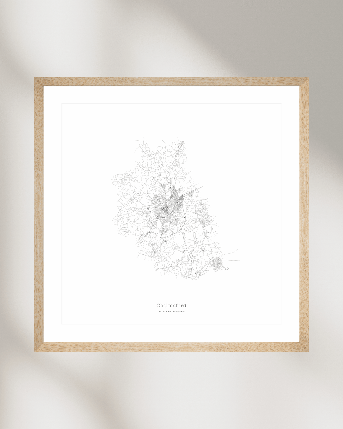 Chelmsford - Minimalist City Map - Fine Art Print - White