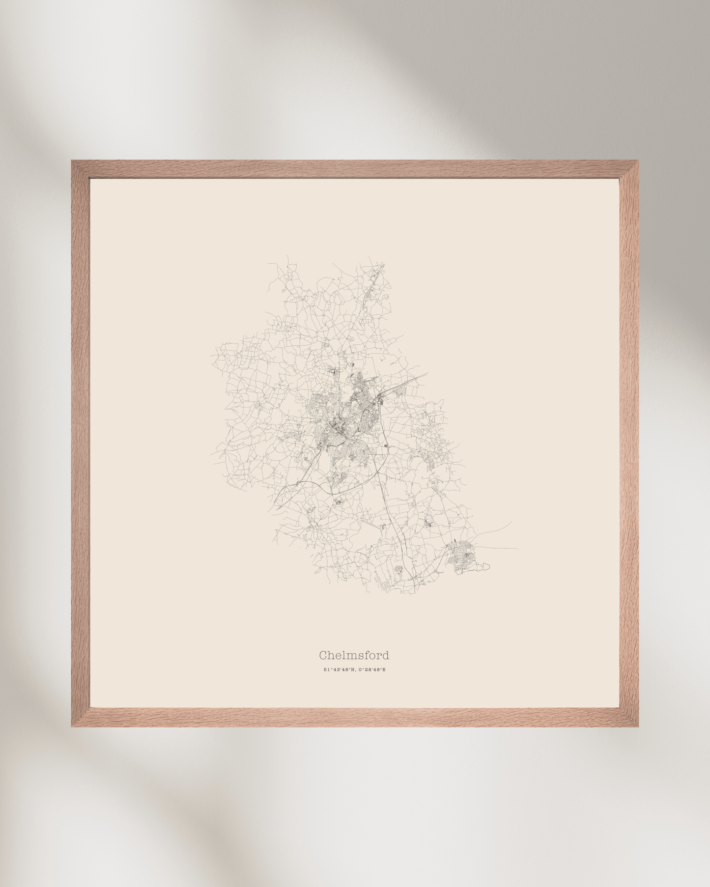 Chelmsford - Minimalist City Map - Fine Art Print - Taupe