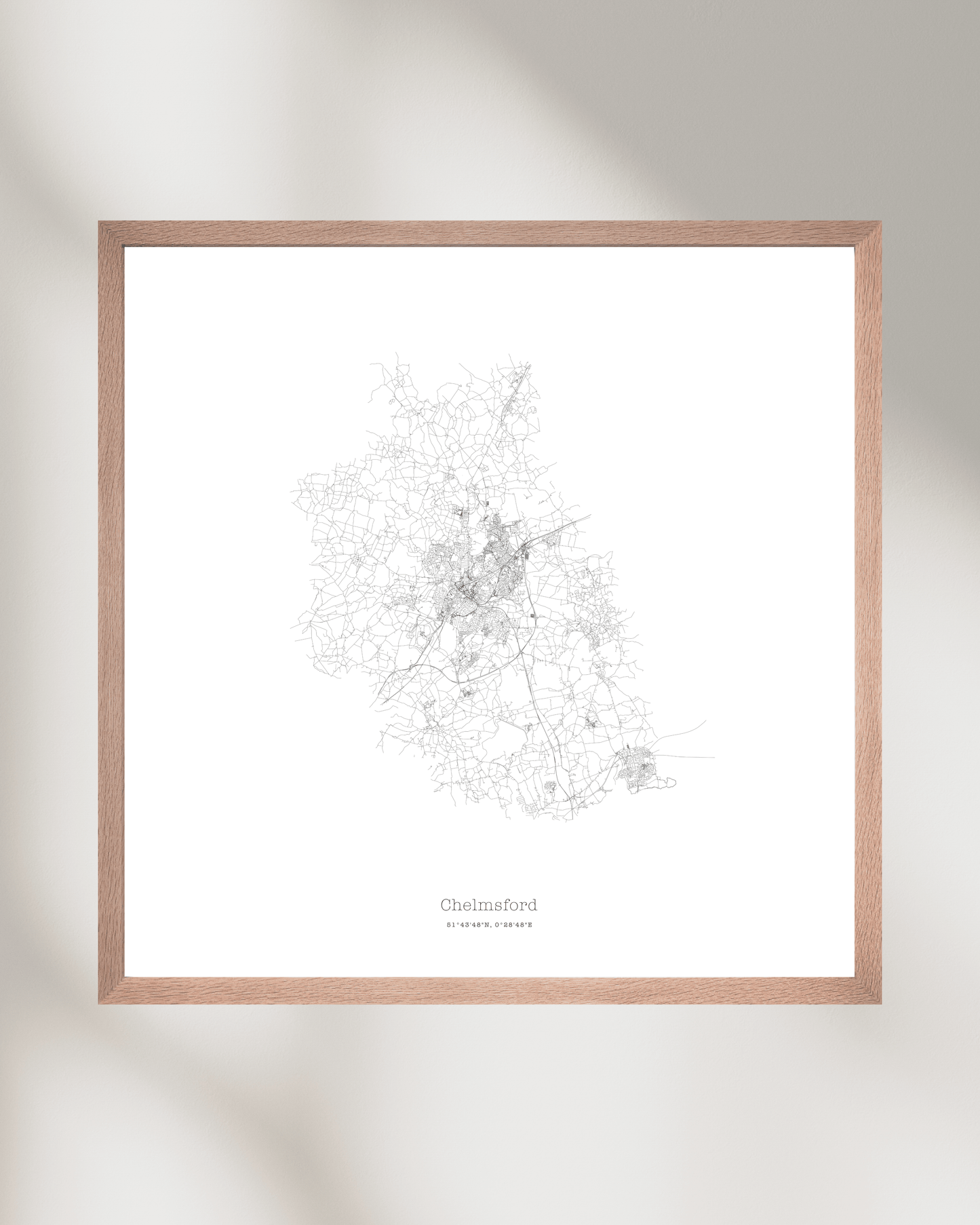 Chelmsford - Minimalist City Map - Fine Art Print - White