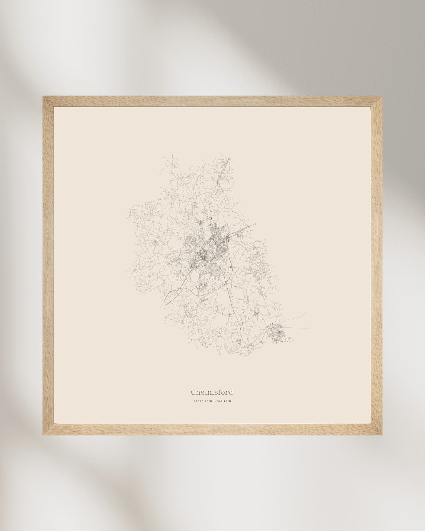 Chelmsford - Minimalist City Map - Fine Art Print - Taupe