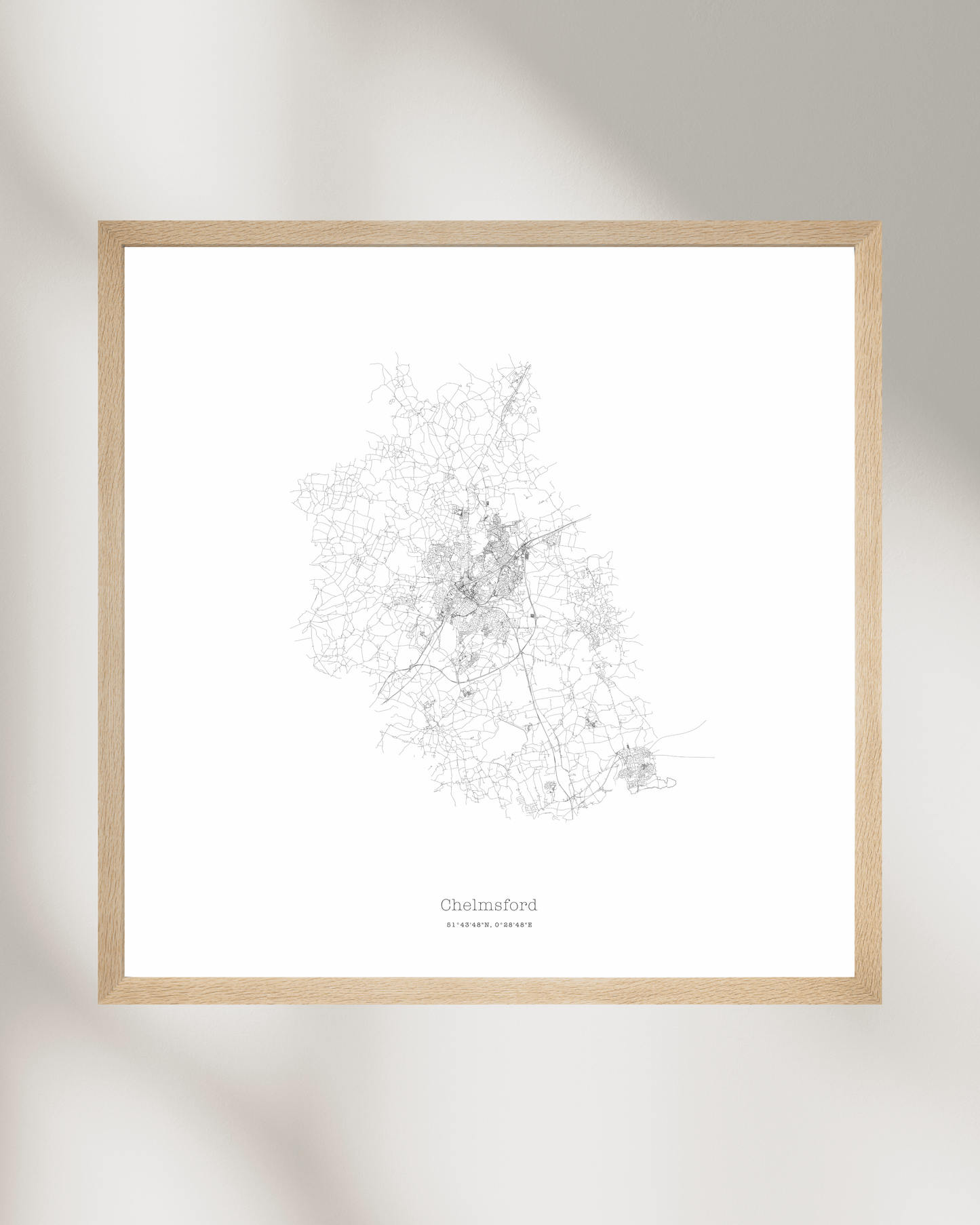 Chelmsford - Minimalist City Map - Fine Art Print - White