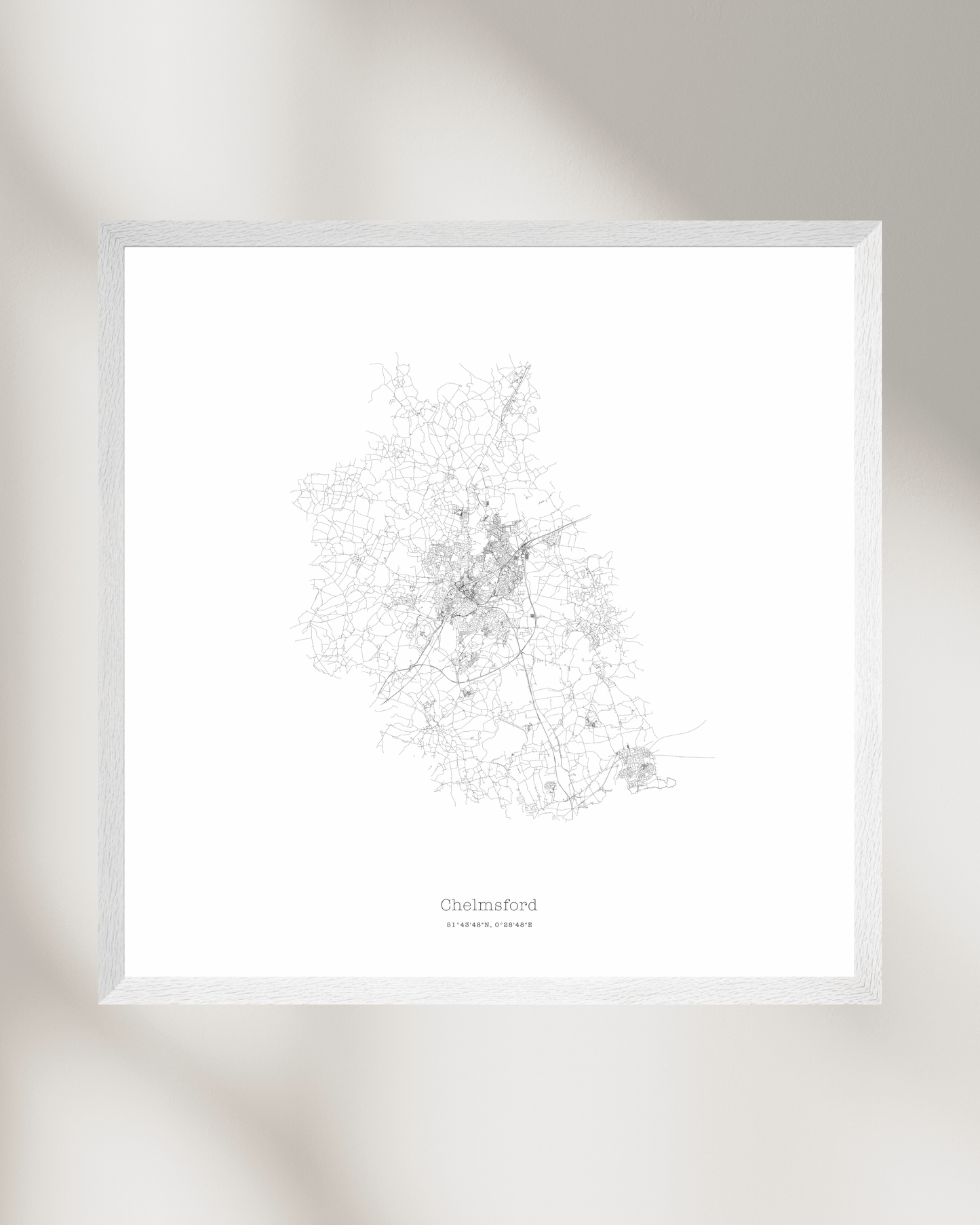Chelmsford - Minimalist City Map - Fine Art Print - White