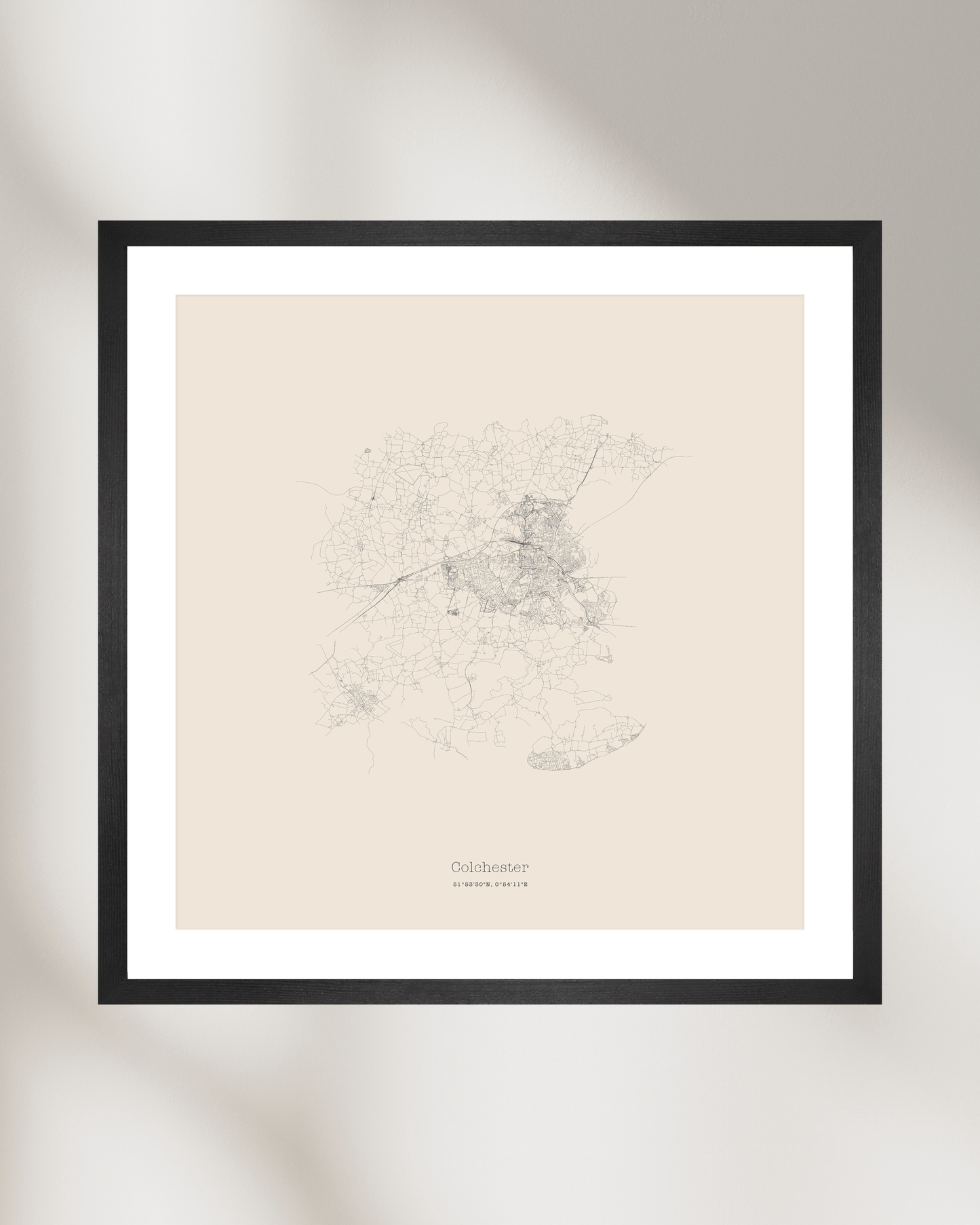 Colchester - Minimalist City Map - Fine Art Print - Taupe