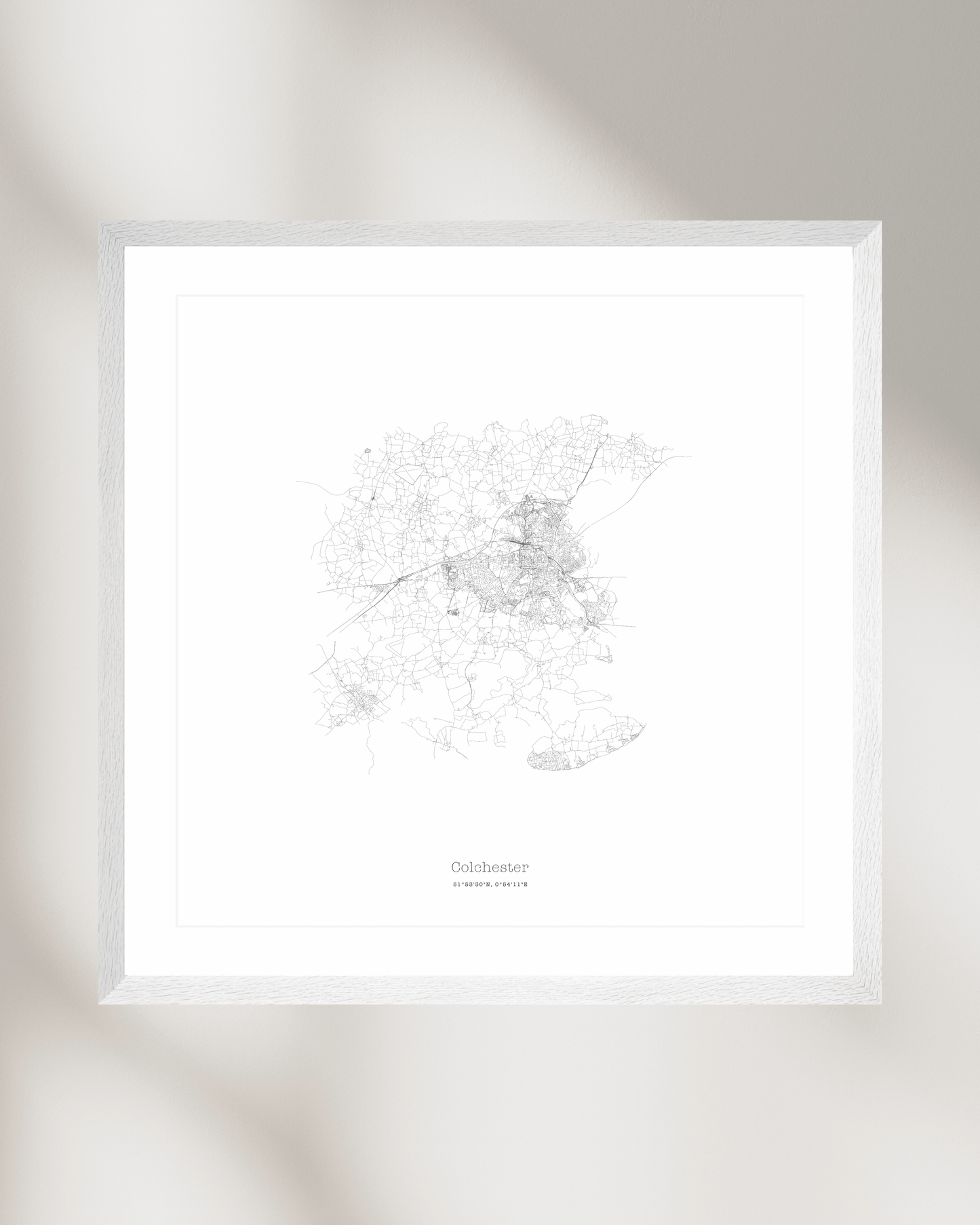 Colchester - Minimalist City Map - Fine Art Print - White