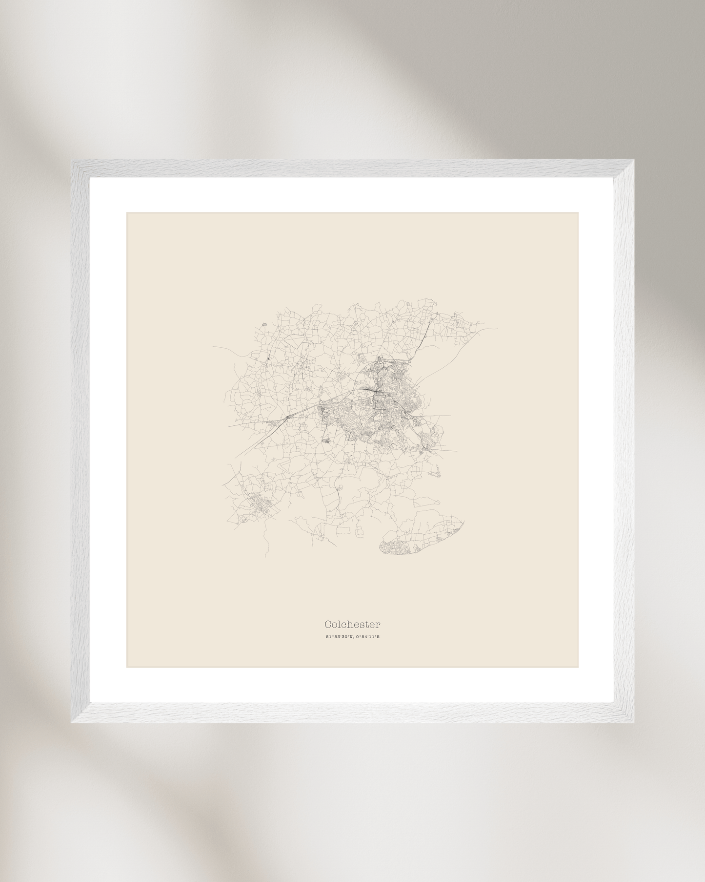 Colchester - Minimalist City Map - Fine Art Print - Taupe