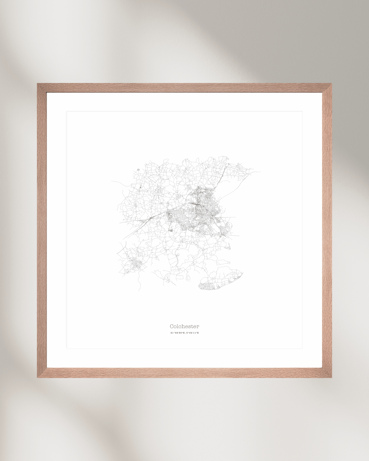 Colchester - Minimalist City Map - Fine Art Print - White