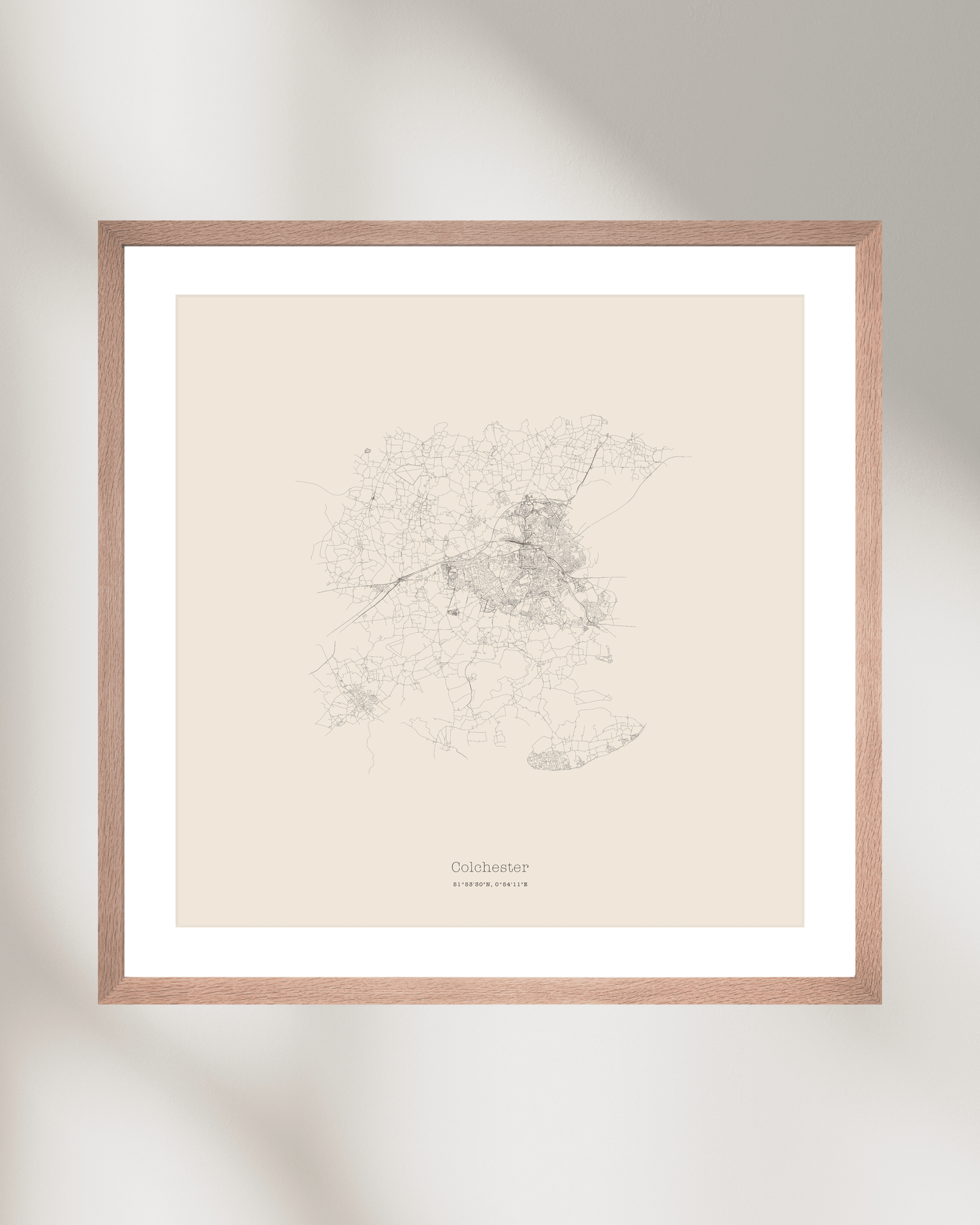 Colchester - Minimalist City Map - Fine Art Print - Taupe