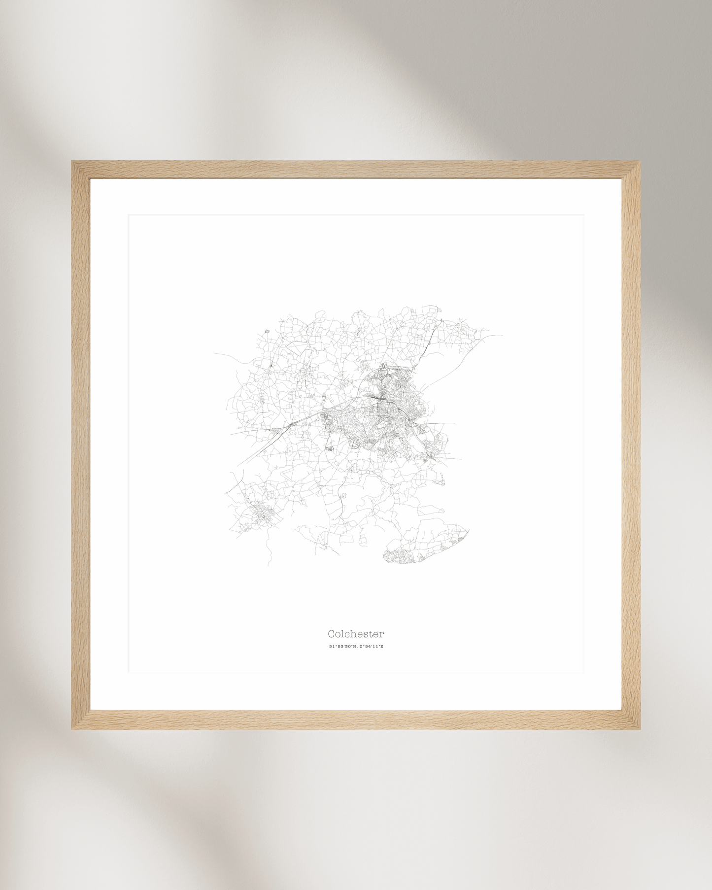 Colchester - Minimalist City Map - Fine Art Print - White