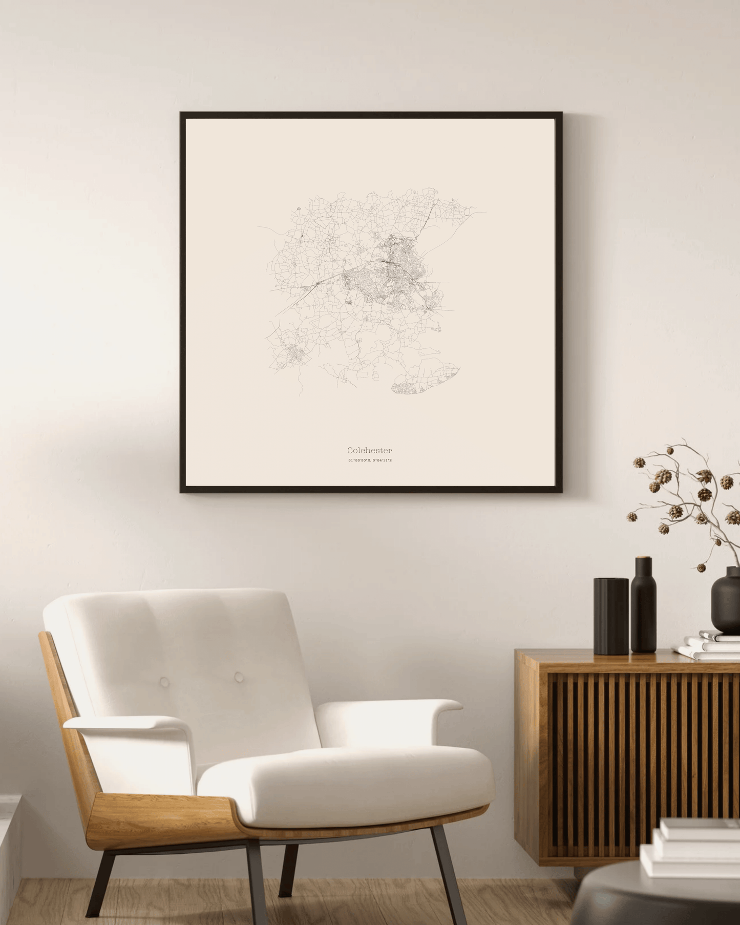 Colchester - Minimalist City Map - Fine Art Print - Taupe