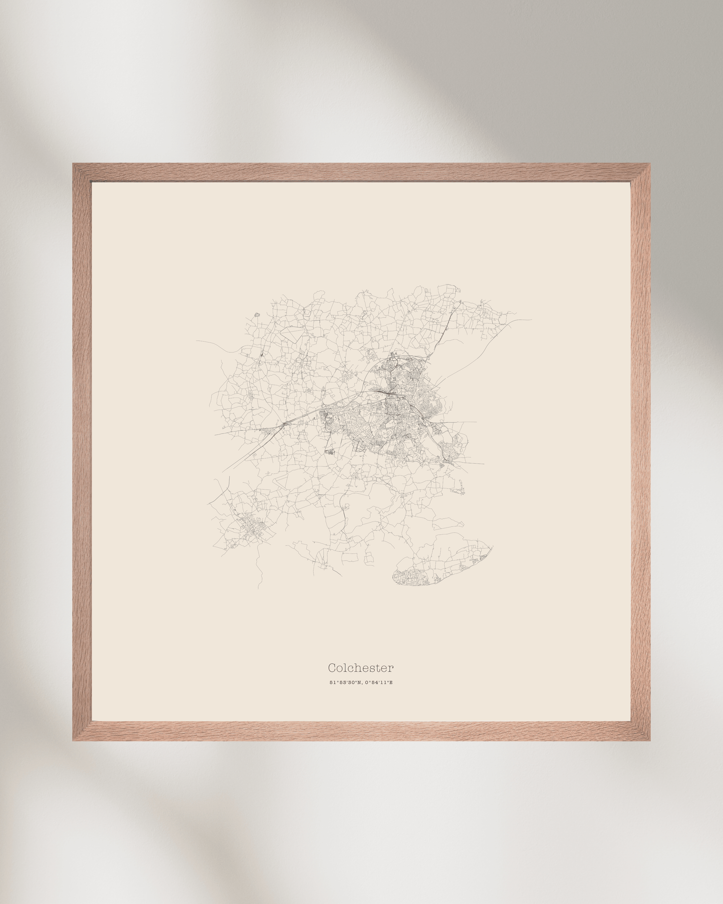 Colchester - Minimalist City Map - Fine Art Print - Taupe