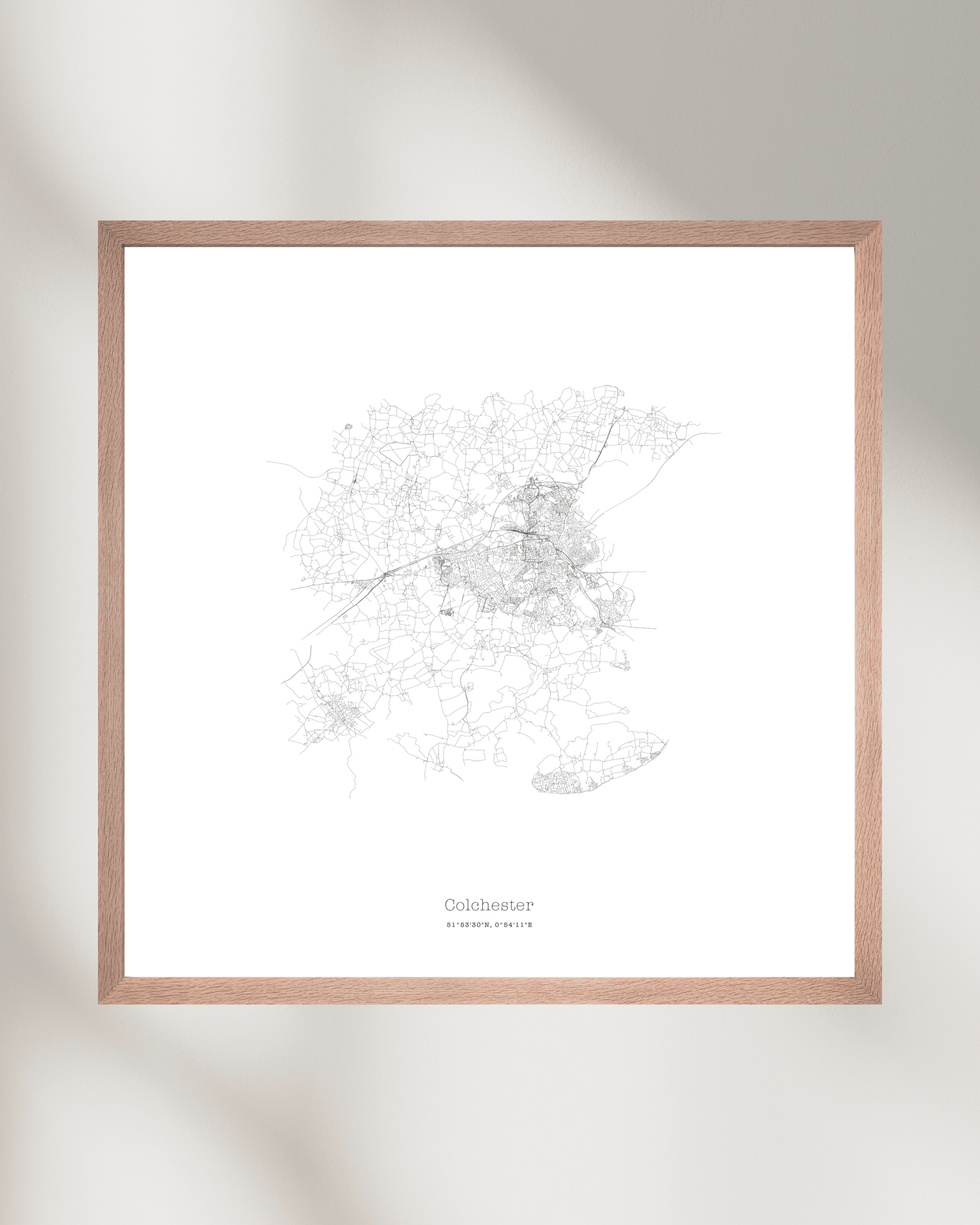 Colchester - Minimalist City Map - Fine Art Print - White