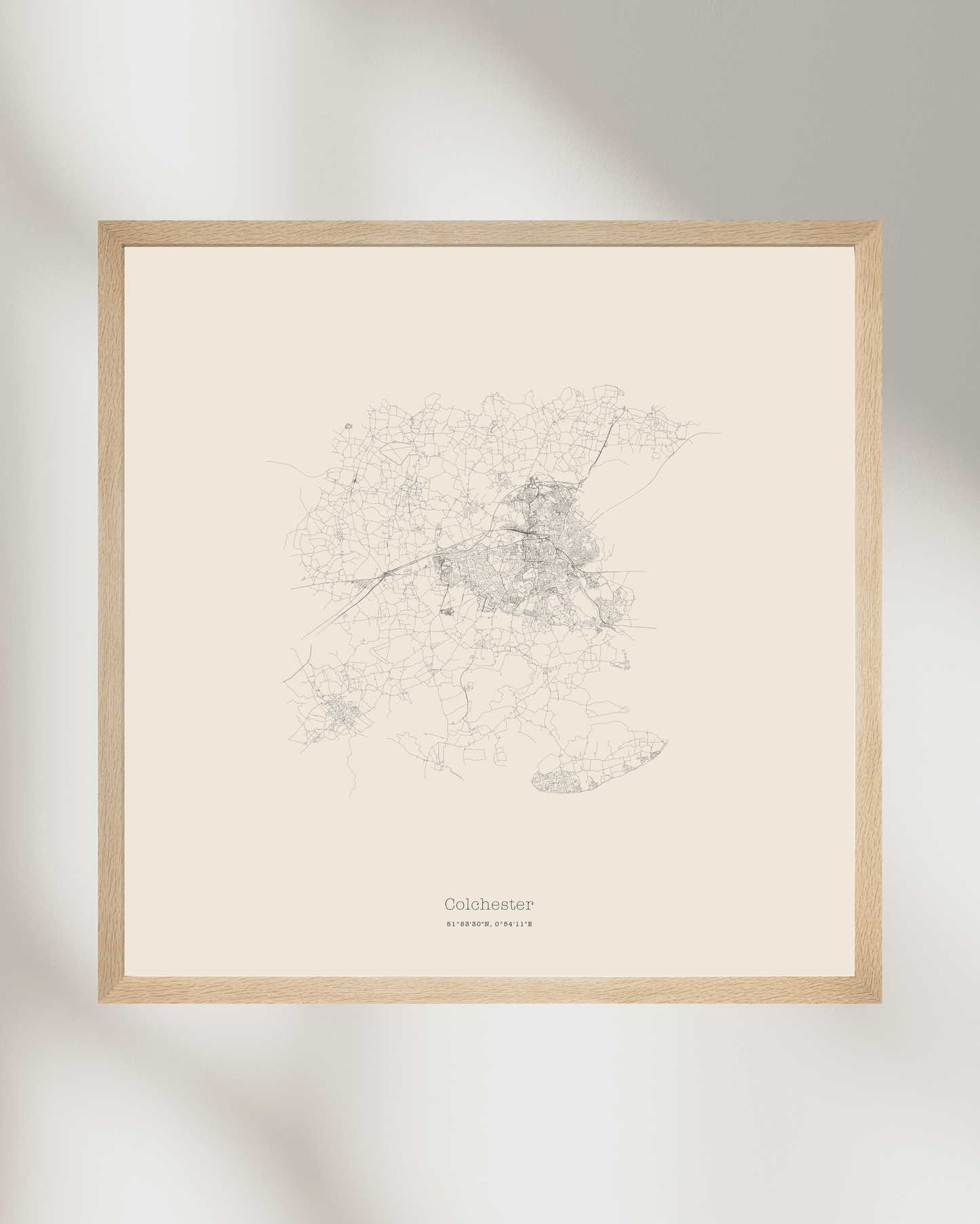 Colchester - Minimalist City Map - Fine Art Print - Taupe