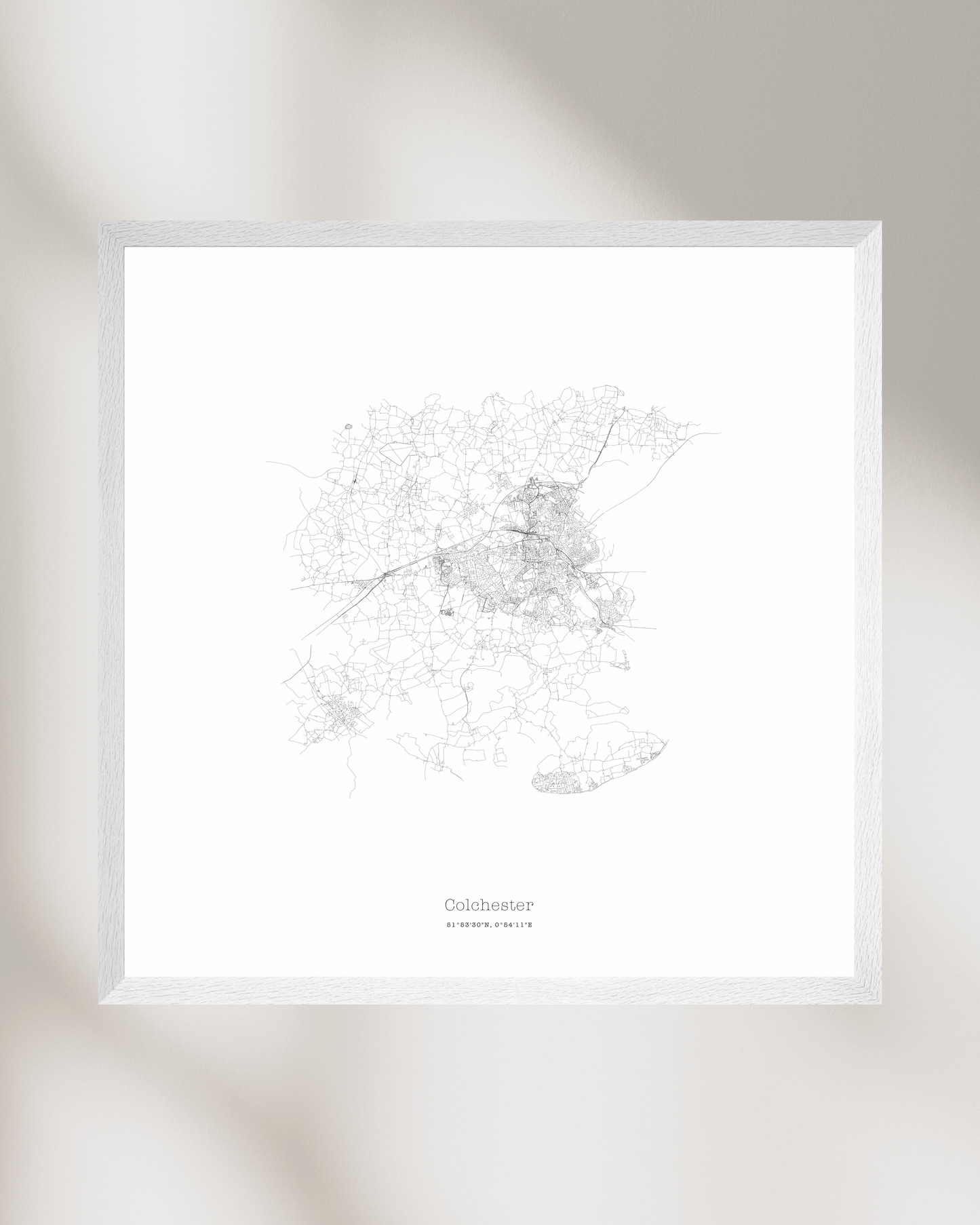Colchester - Minimalist City Map - Fine Art Print - White