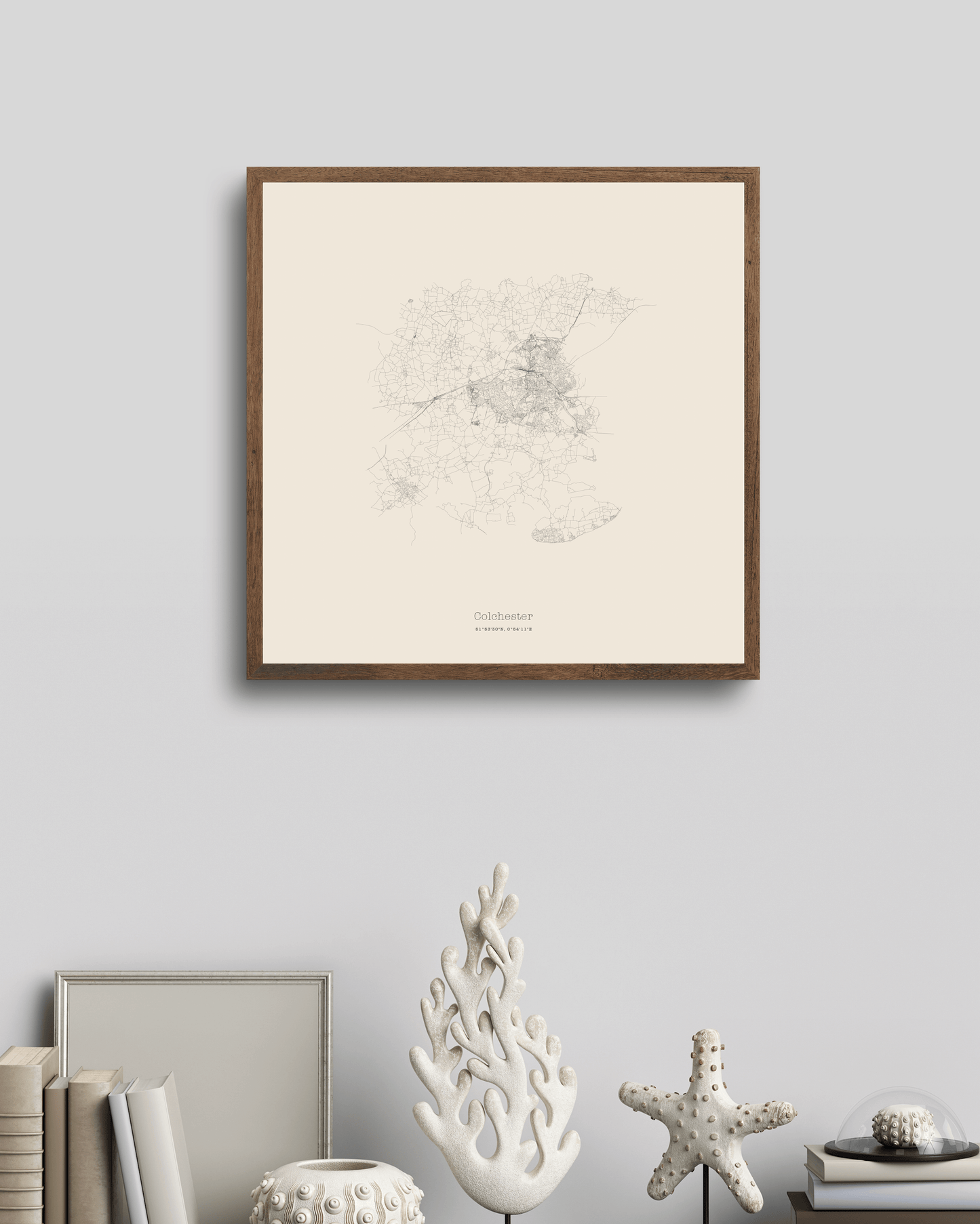 Colchester - Minimalist City Map - Fine Art Print - Taupe