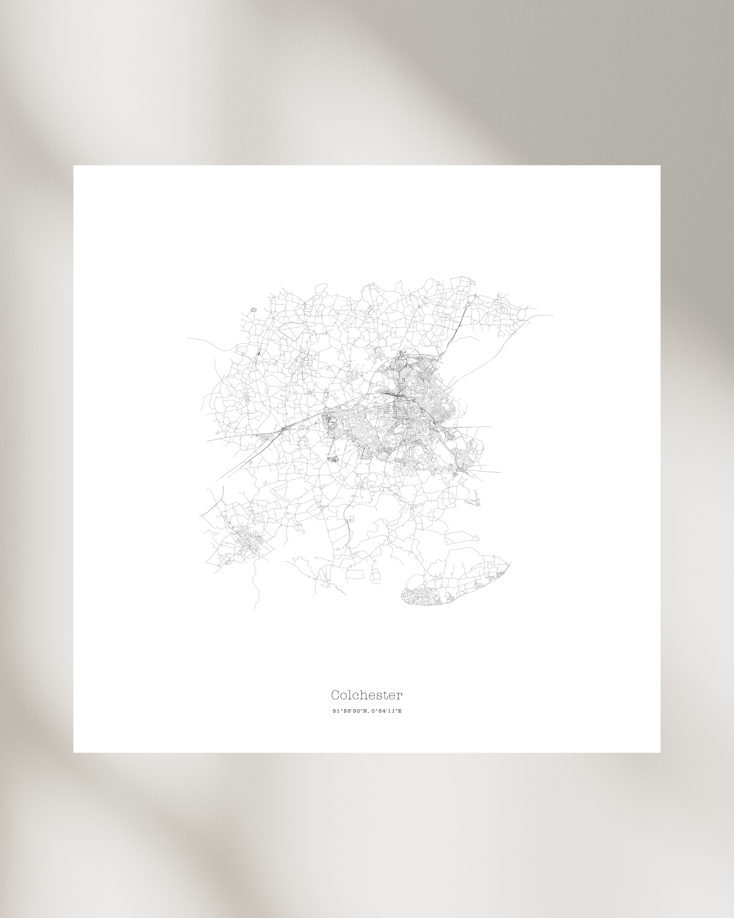 Colchester - Minimalist City Map - Fine Art Print - White