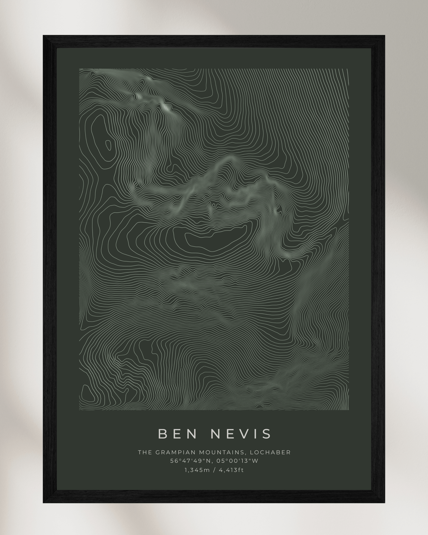 Ben Nevis - Contour Map Poster - Three Peaks Challenge