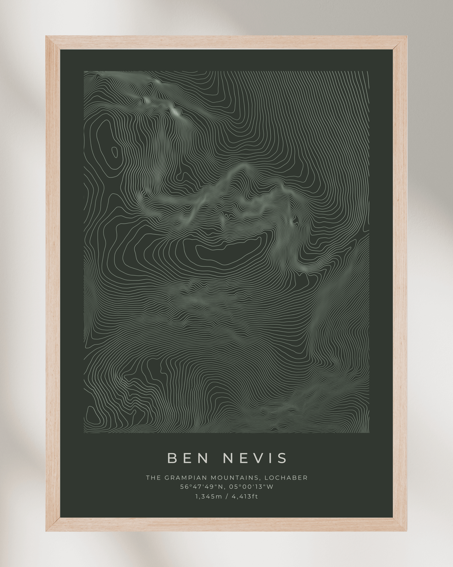Ben Nevis - Contour Map Poster - Three Peaks Challenge