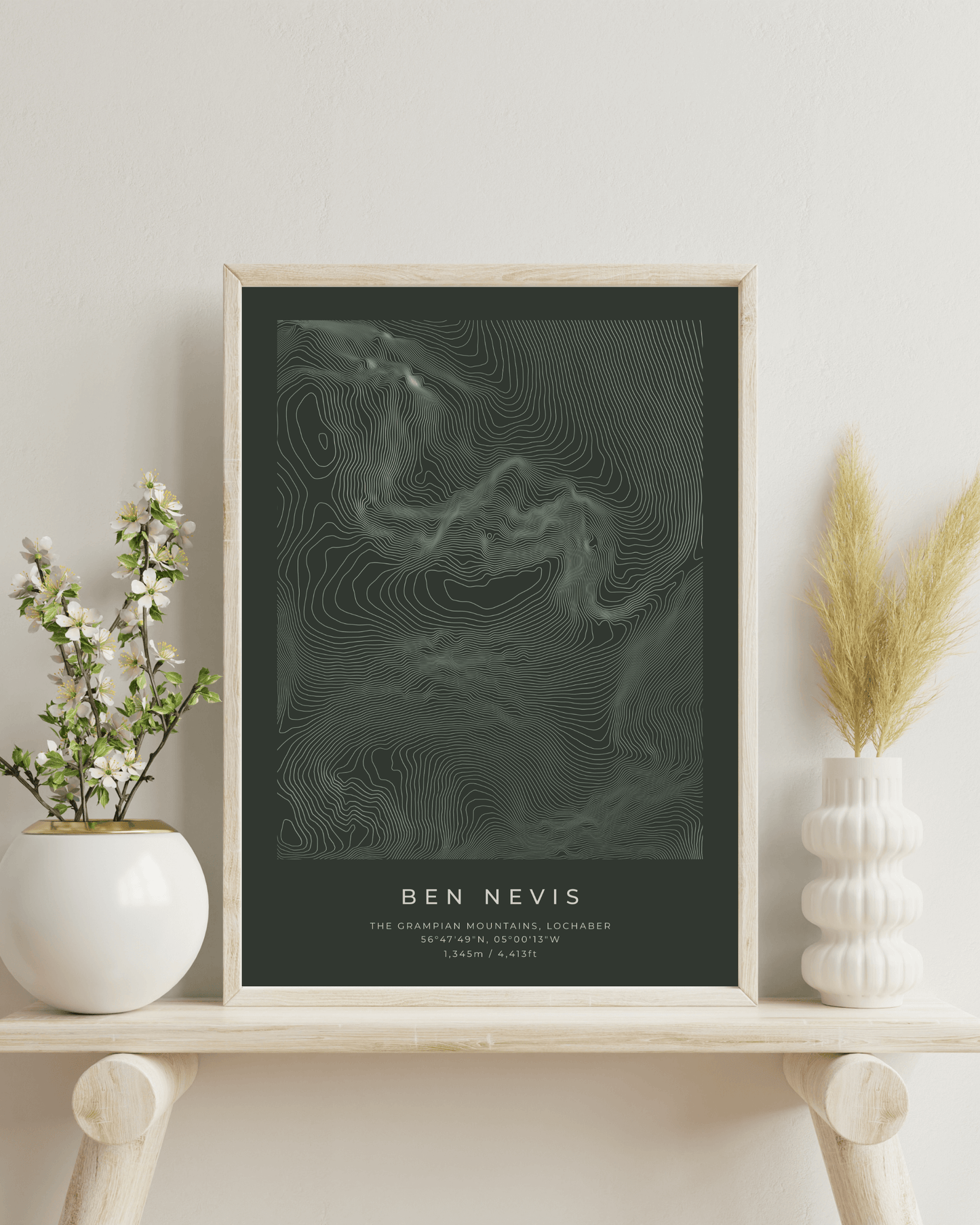 Ben Nevis - Contour Map Poster - Three Peaks Challenge