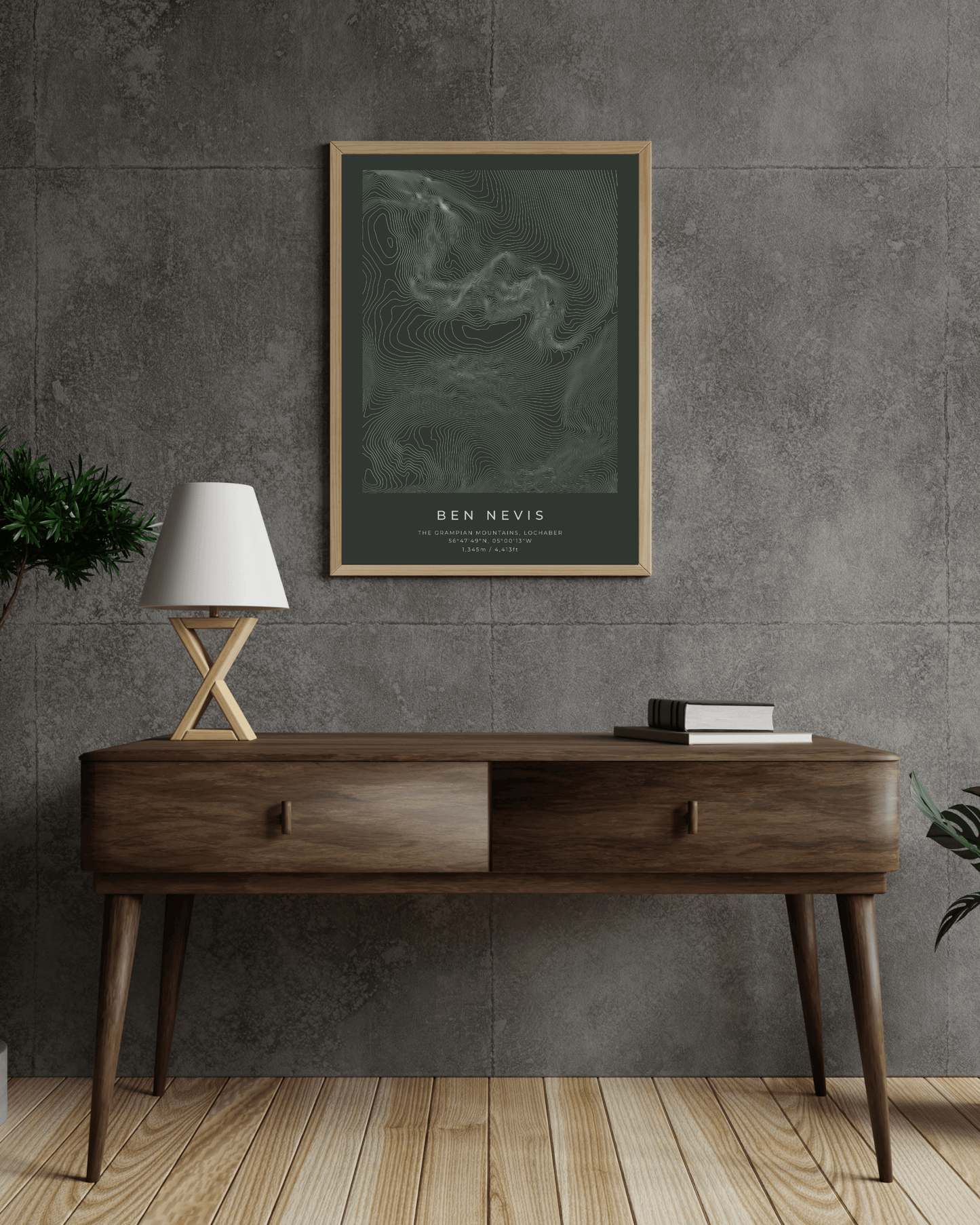 Ben Nevis - Contour Map Poster - Three Peaks Challenge