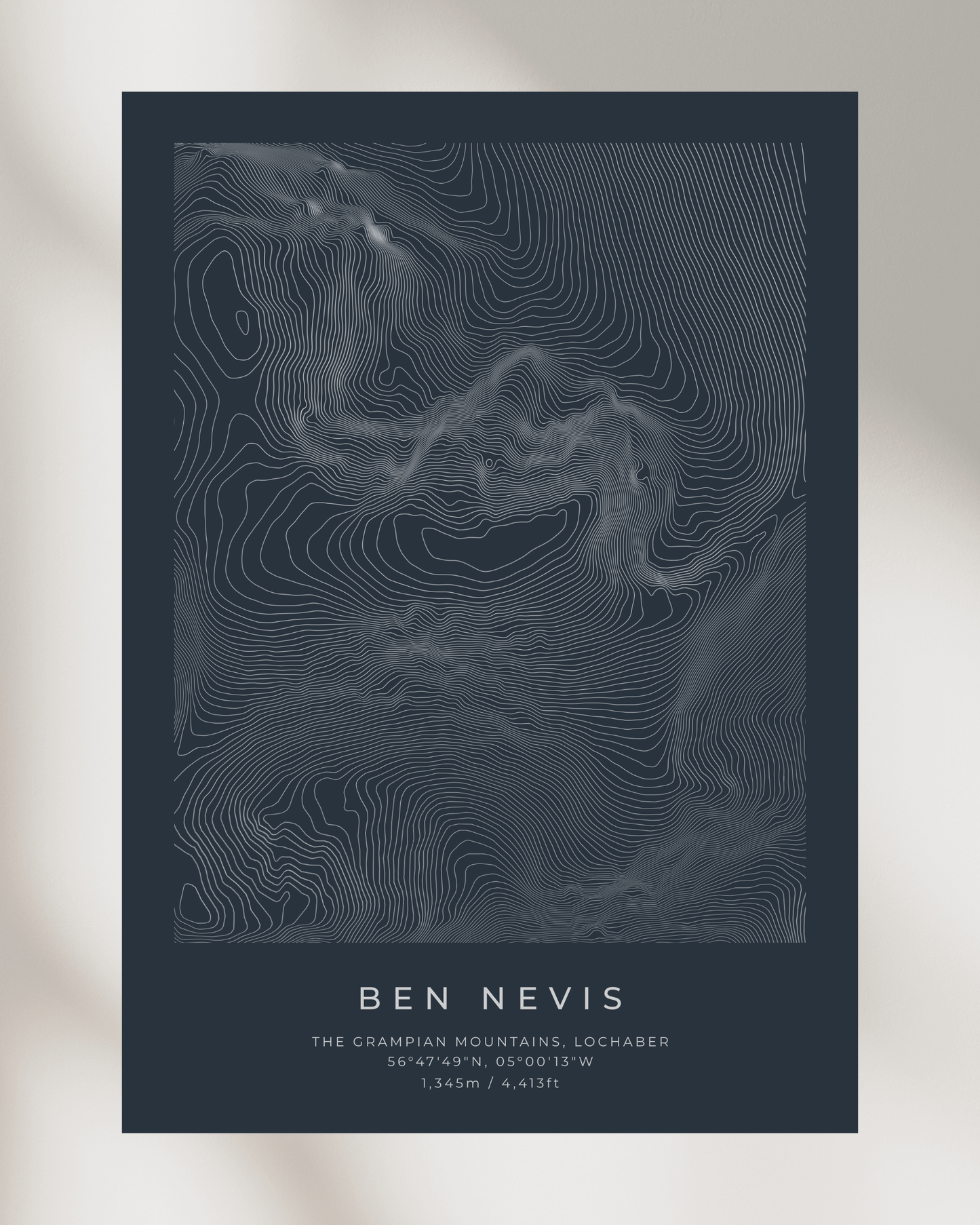 Ben Nevis - Contour Map Poster - Three Peaks Challenge