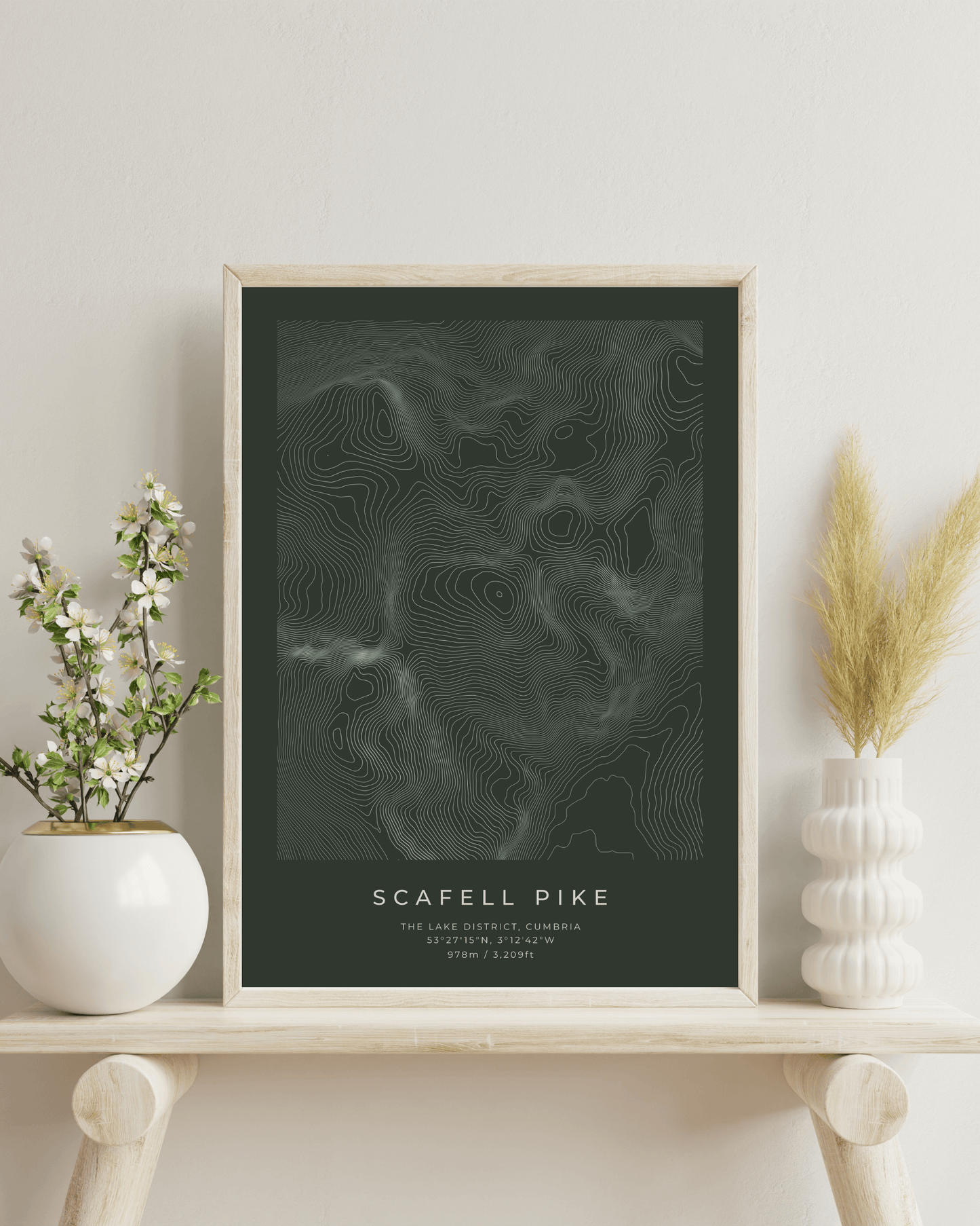 Scafell Pike - Contour Map Poster - Three Peaks Challenge