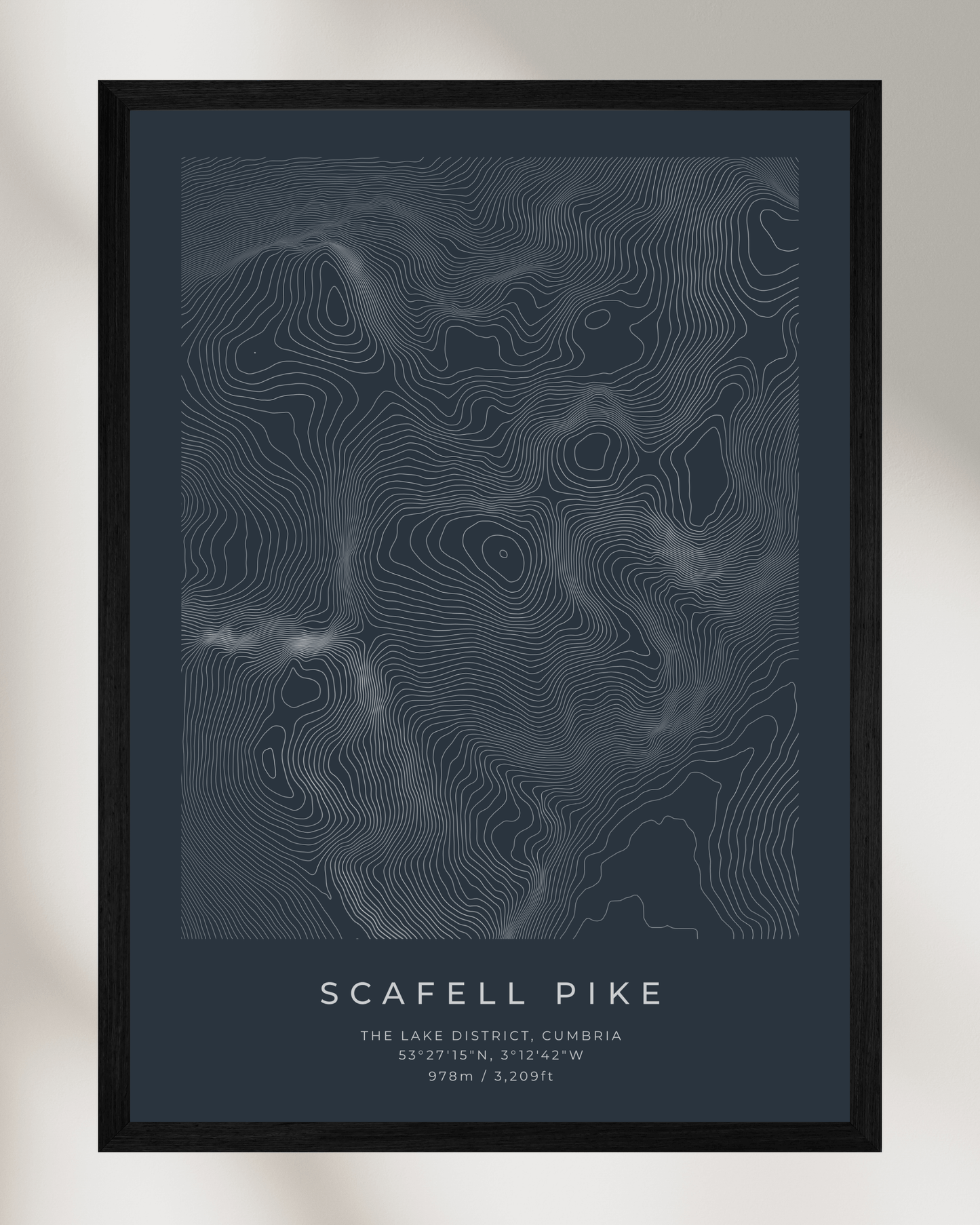 Scafell Pike - Contour Map Poster - Three Peaks Challenge