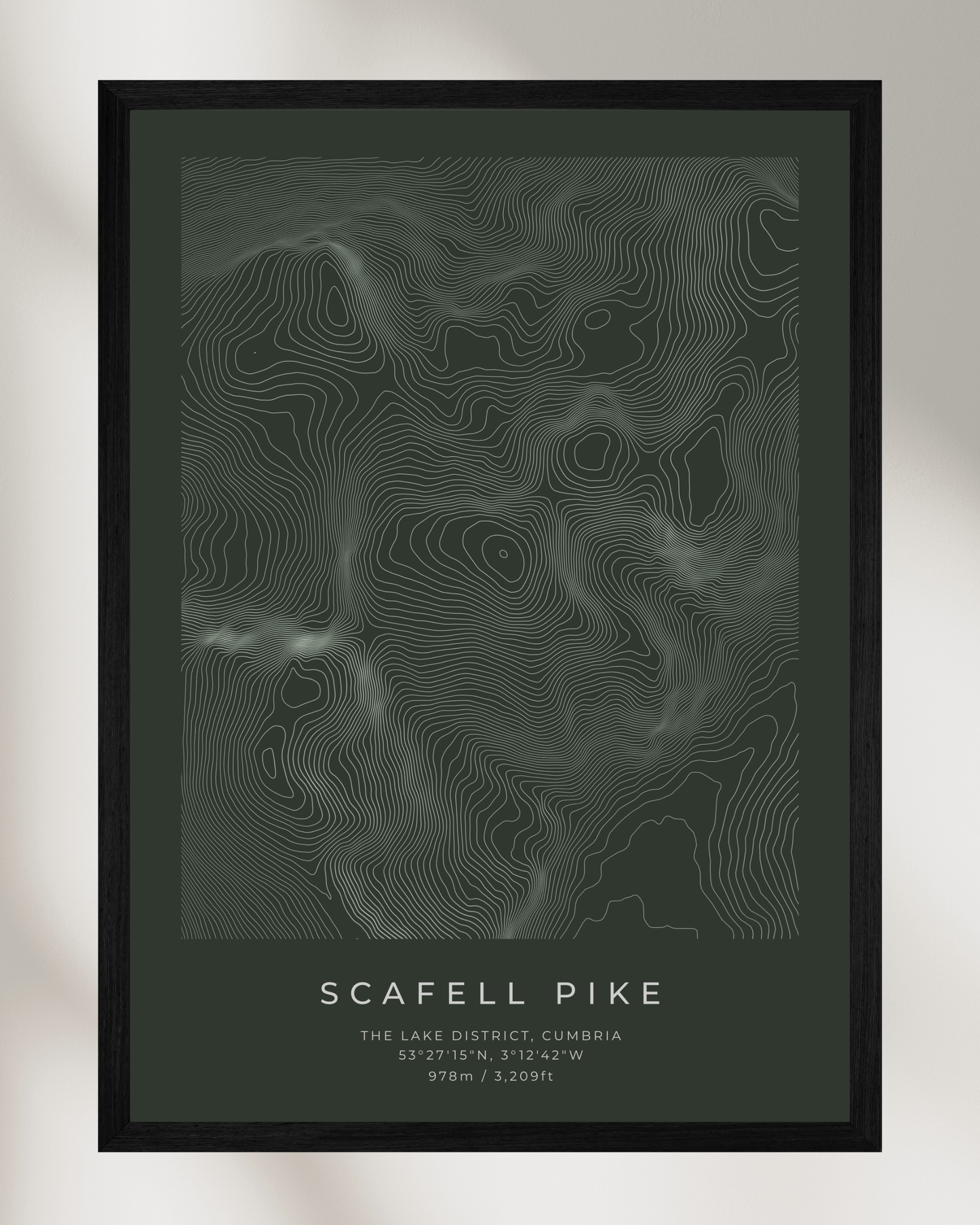 Scafell Pike - Contour Map Poster - Three Peaks Challenge