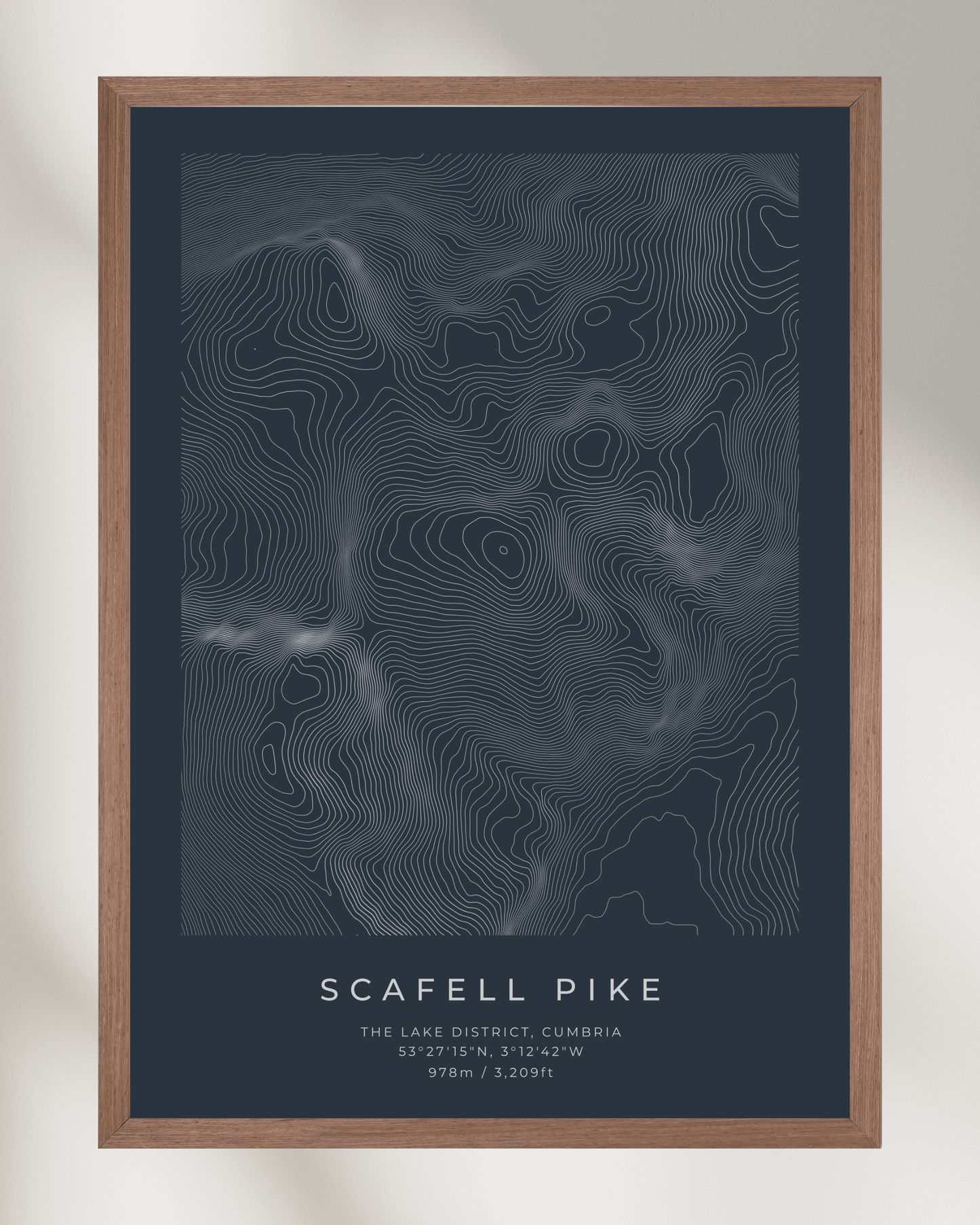 Scafell Pike - Contour Map Poster - Three Peaks Challenge