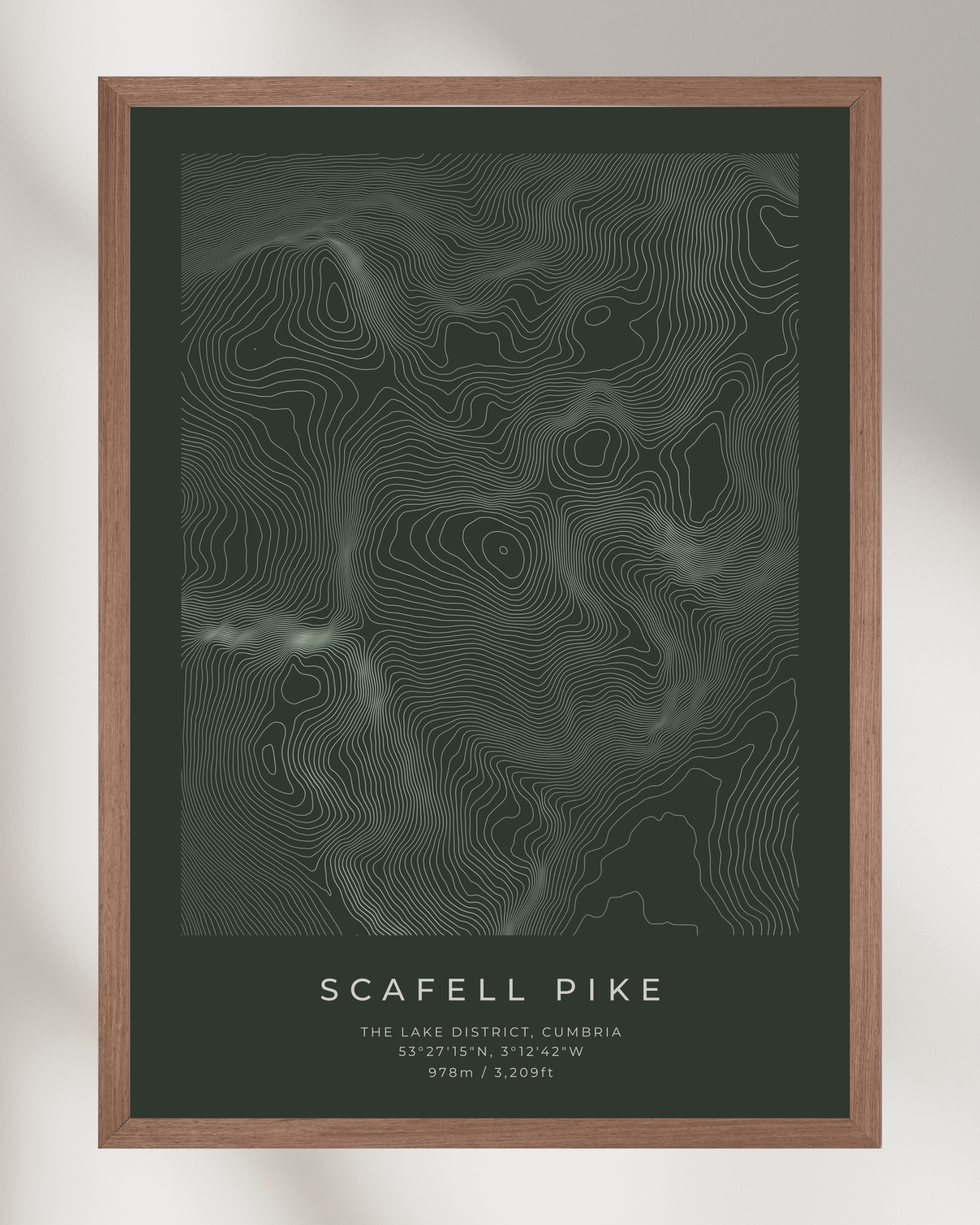 Scafell Pike - Contour Map Poster - Three Peaks Challenge