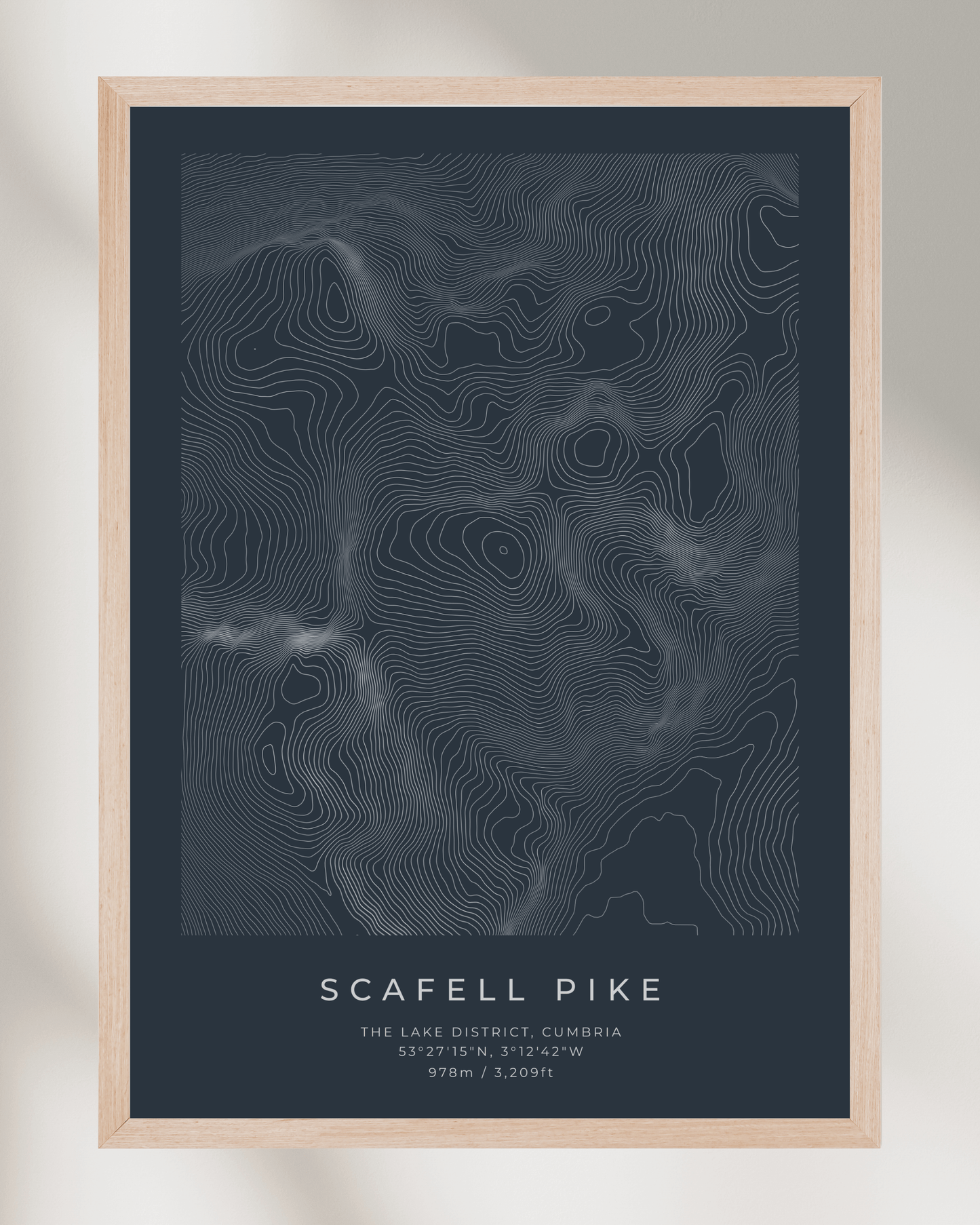 Scafell Pike - Contour Map Poster - Three Peaks Challenge