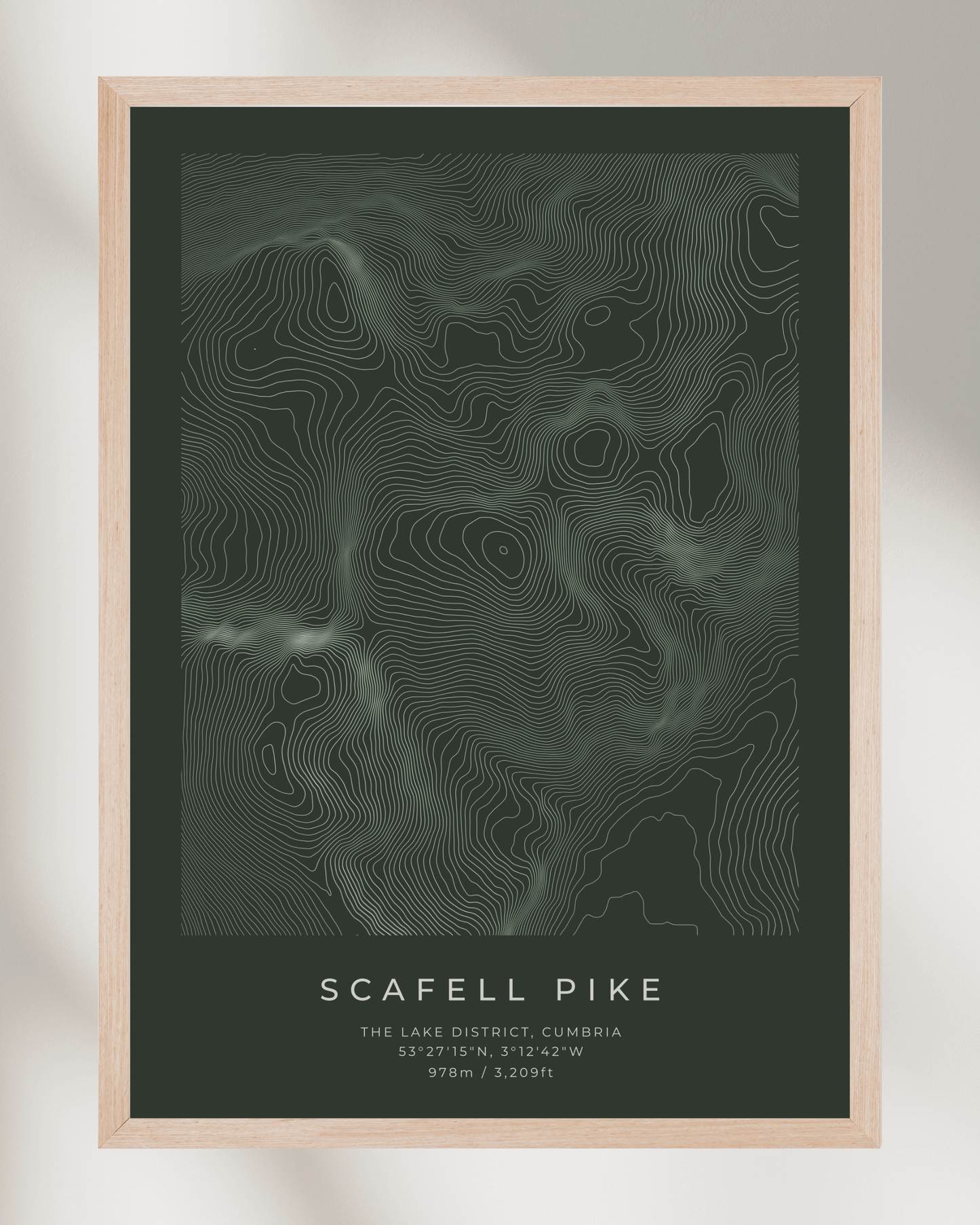 Scafell Pike - Contour Map Poster - Three Peaks Challenge