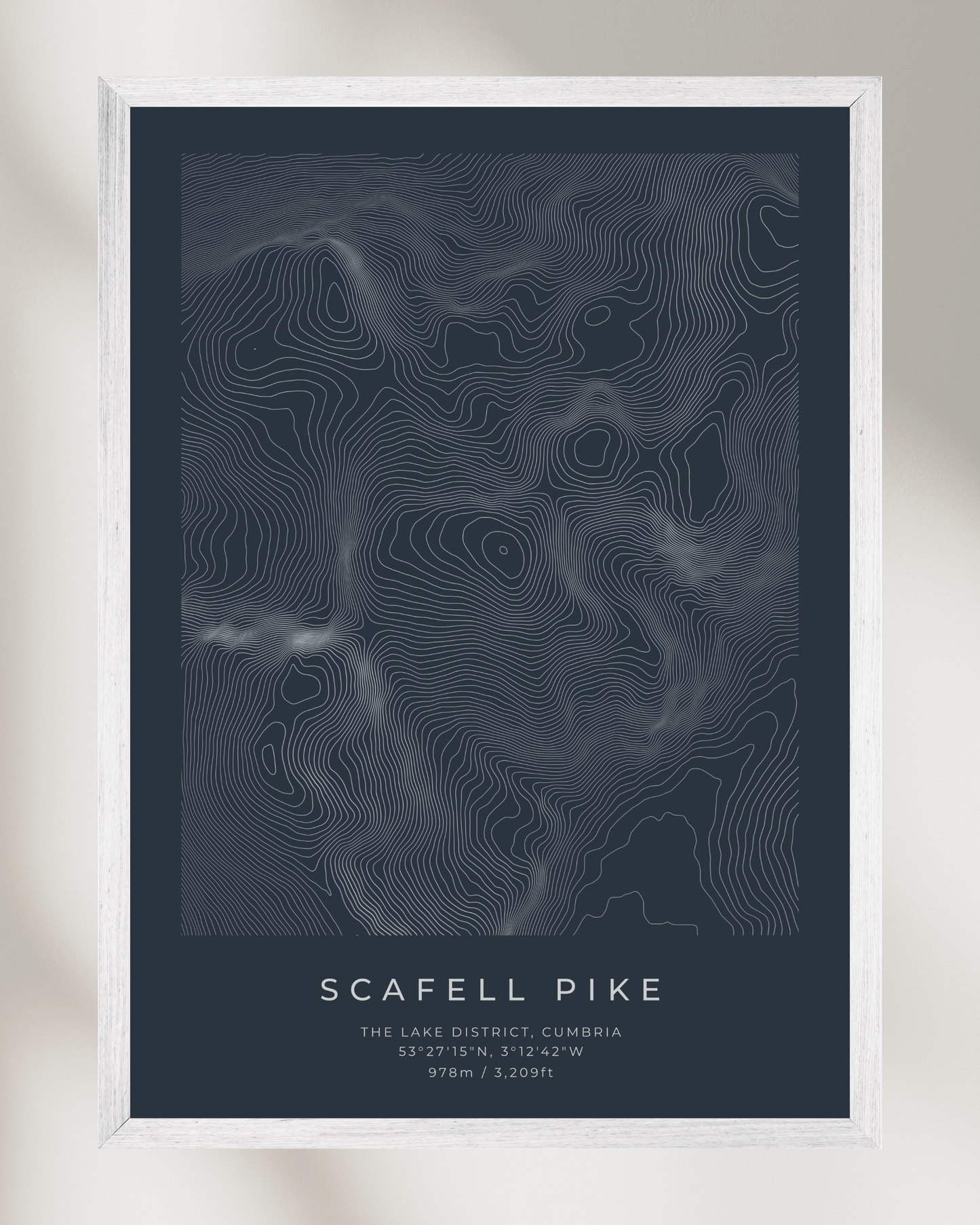 Scafell Pike - Contour Map Poster - Three Peaks Challenge