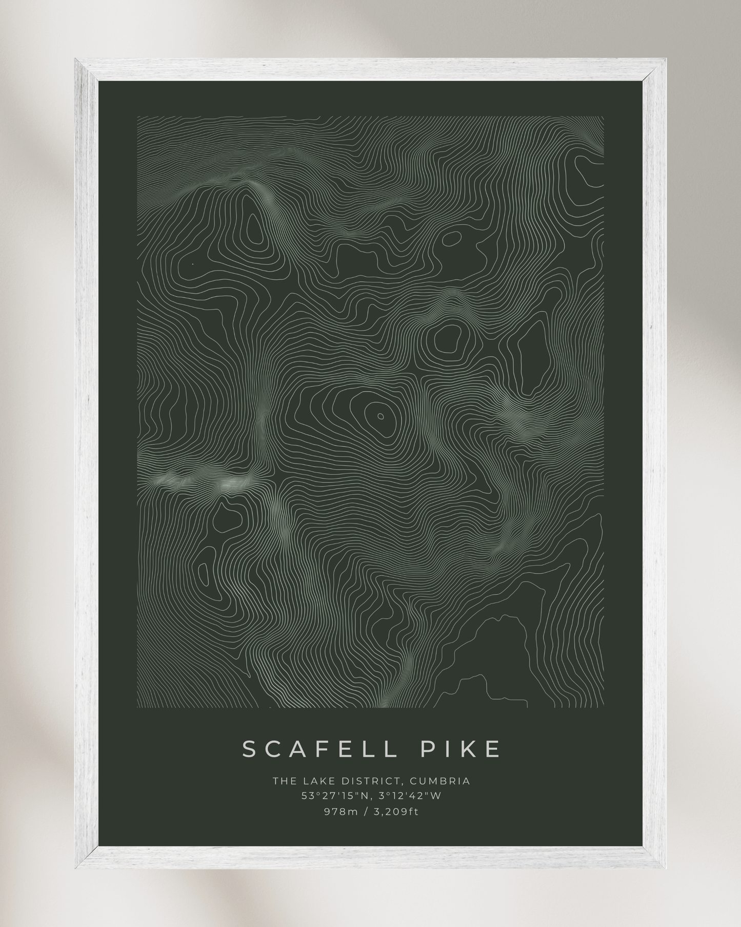 Scafell Pike - Contour Map Poster - Three Peaks Challenge