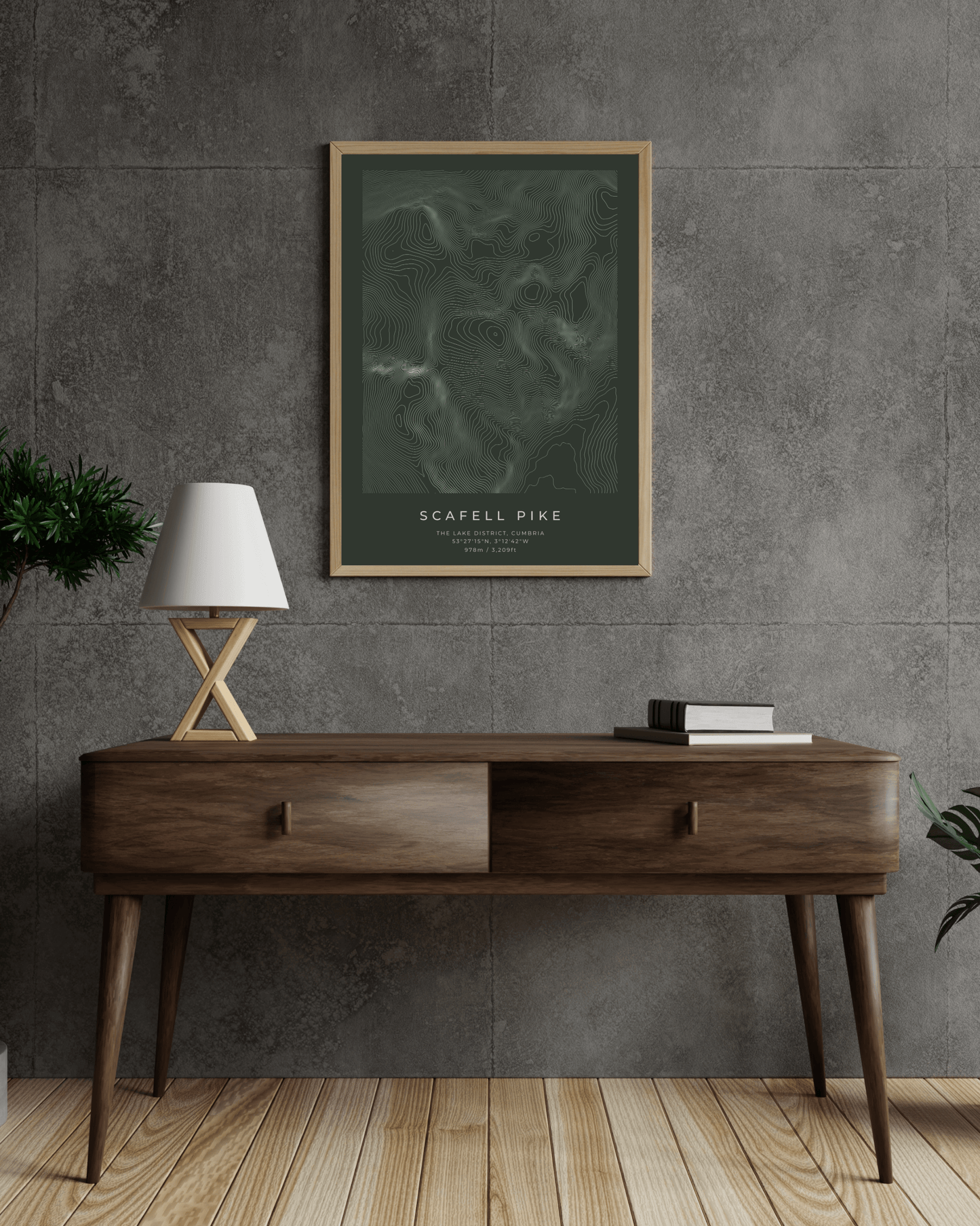 Scafell Pike - Contour Map Poster - Three Peaks Challenge