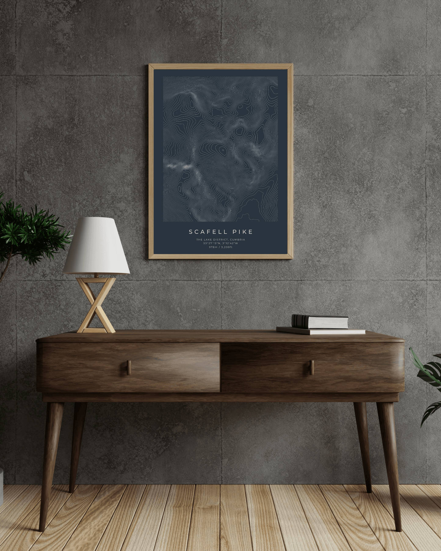 Scafell Pike - Contour Map Poster - Three Peaks Challenge