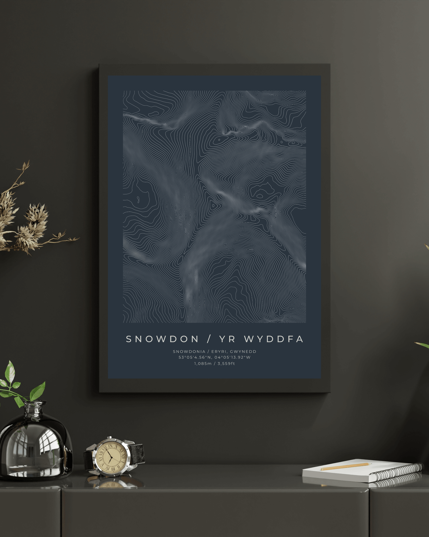 Snowdon / Yr Wyddfa - Contour Map Poster - Three Peaks Challenge