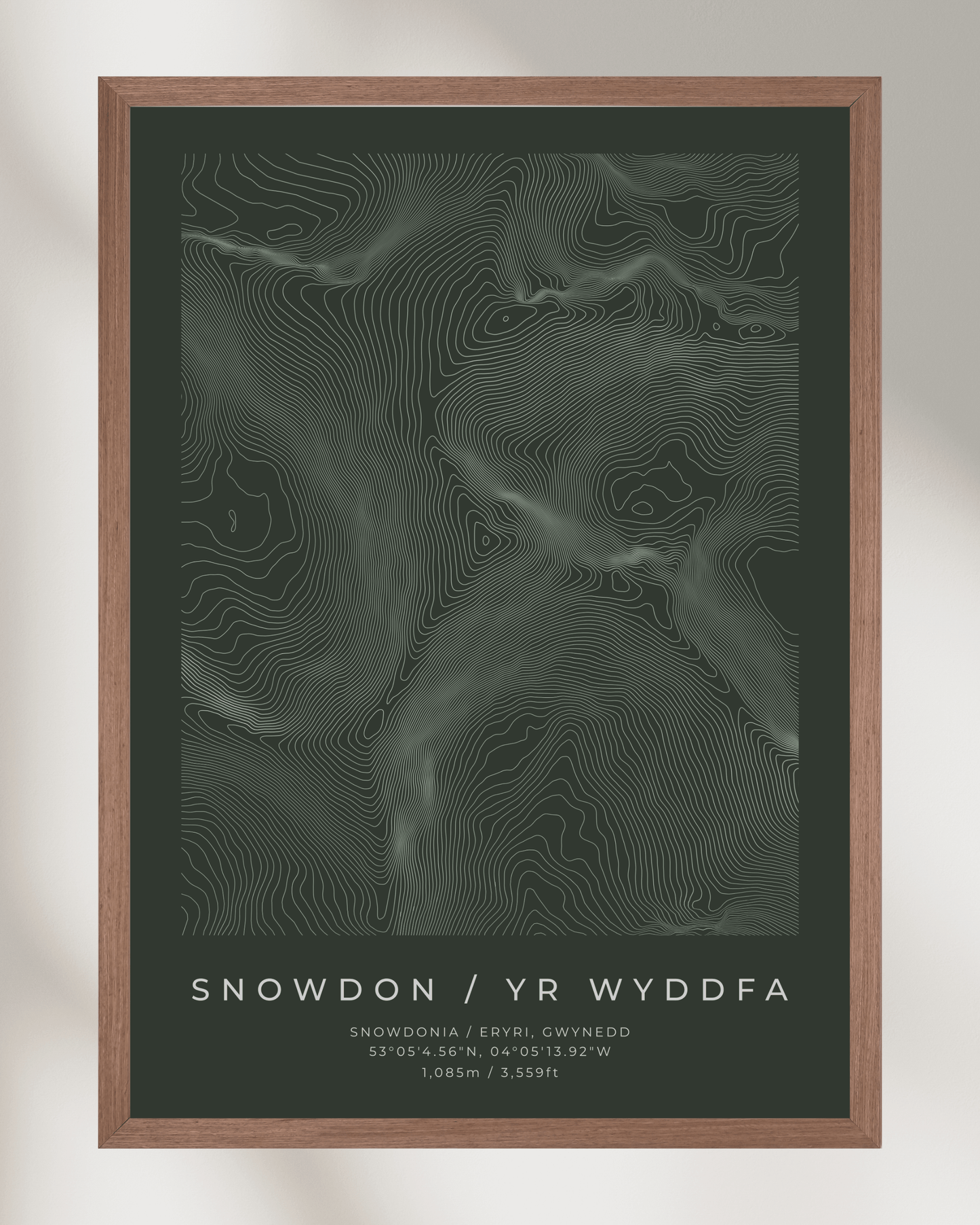 Snowdon / Yr Wyddfa - Contour Map Poster - Three Peaks Challenge