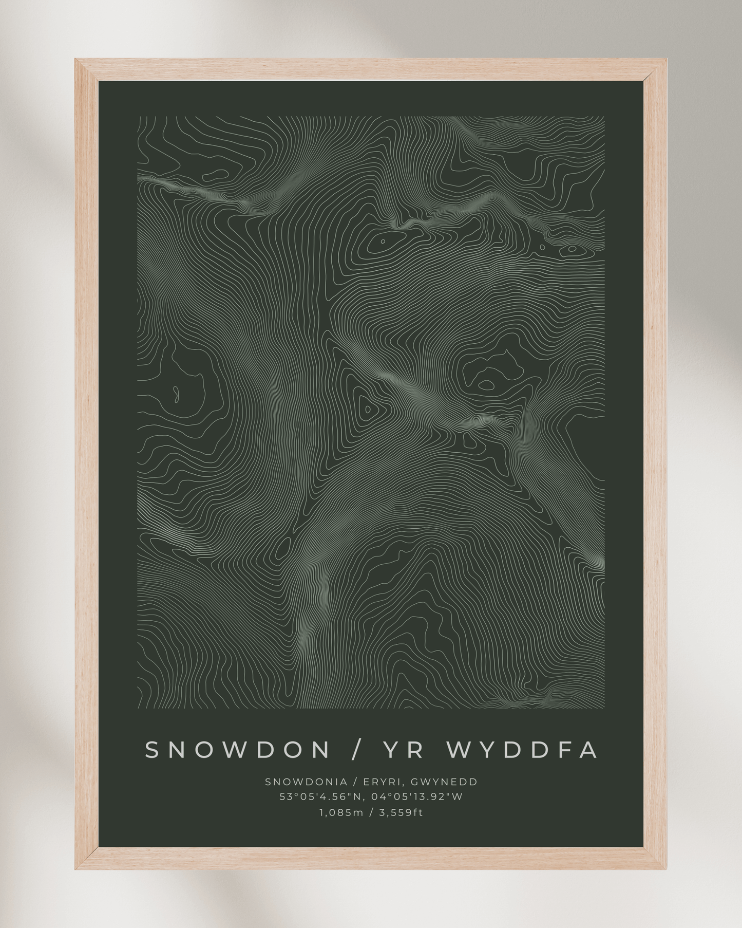 Snowdon / Yr Wyddfa - Contour Map Poster - Three Peaks Challenge