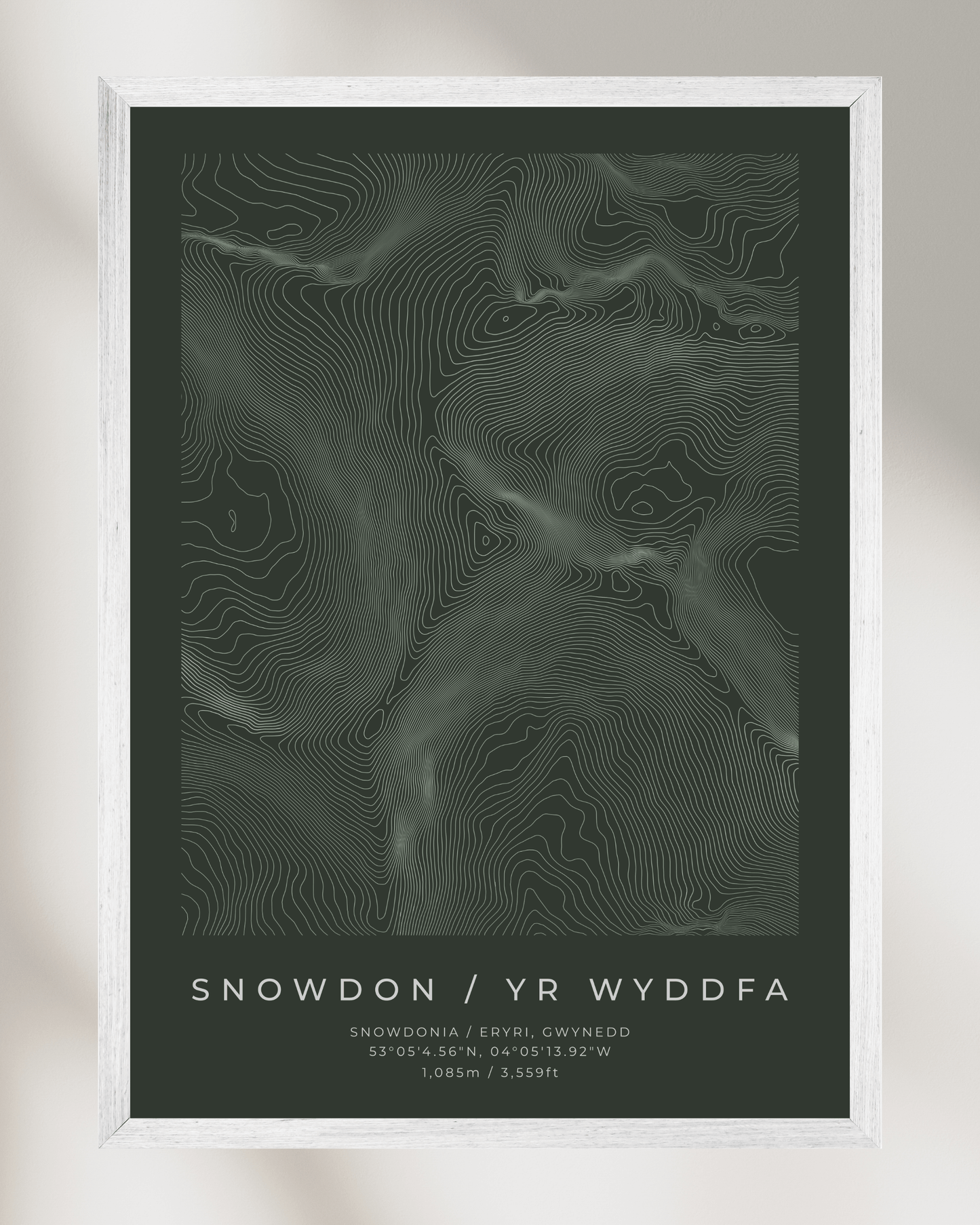 Snowdon / Yr Wyddfa - Contour Map Poster - Three Peaks Challenge