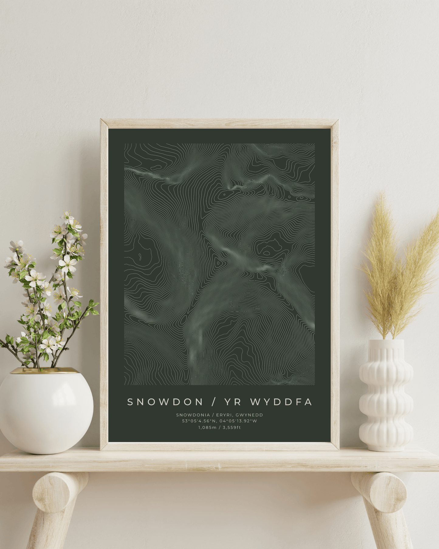 Snowdon / Yr Wyddfa - Contour Map Poster - Three Peaks Challenge