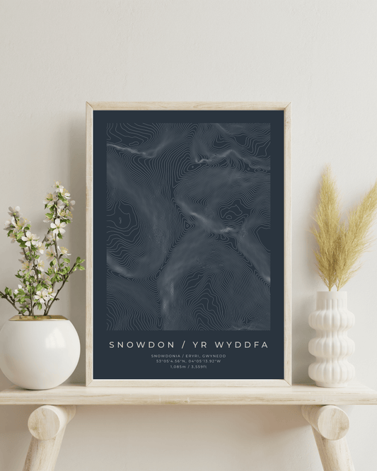 Snowdon / Yr Wyddfa - Contour Map Poster - Three Peaks Challenge