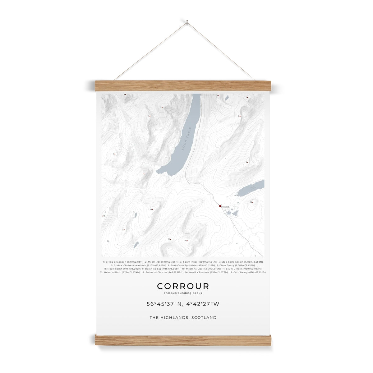 Corrour & Surrounding peaks - Contour Map Print