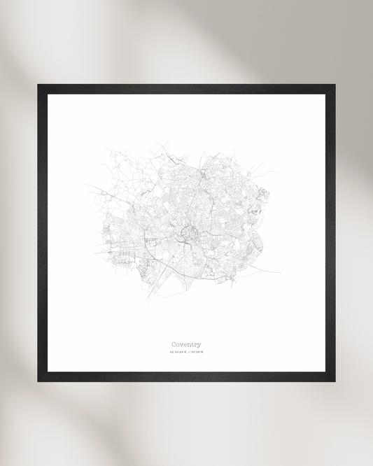 Coventry - Minimalist City Map - Fine Art Print - White