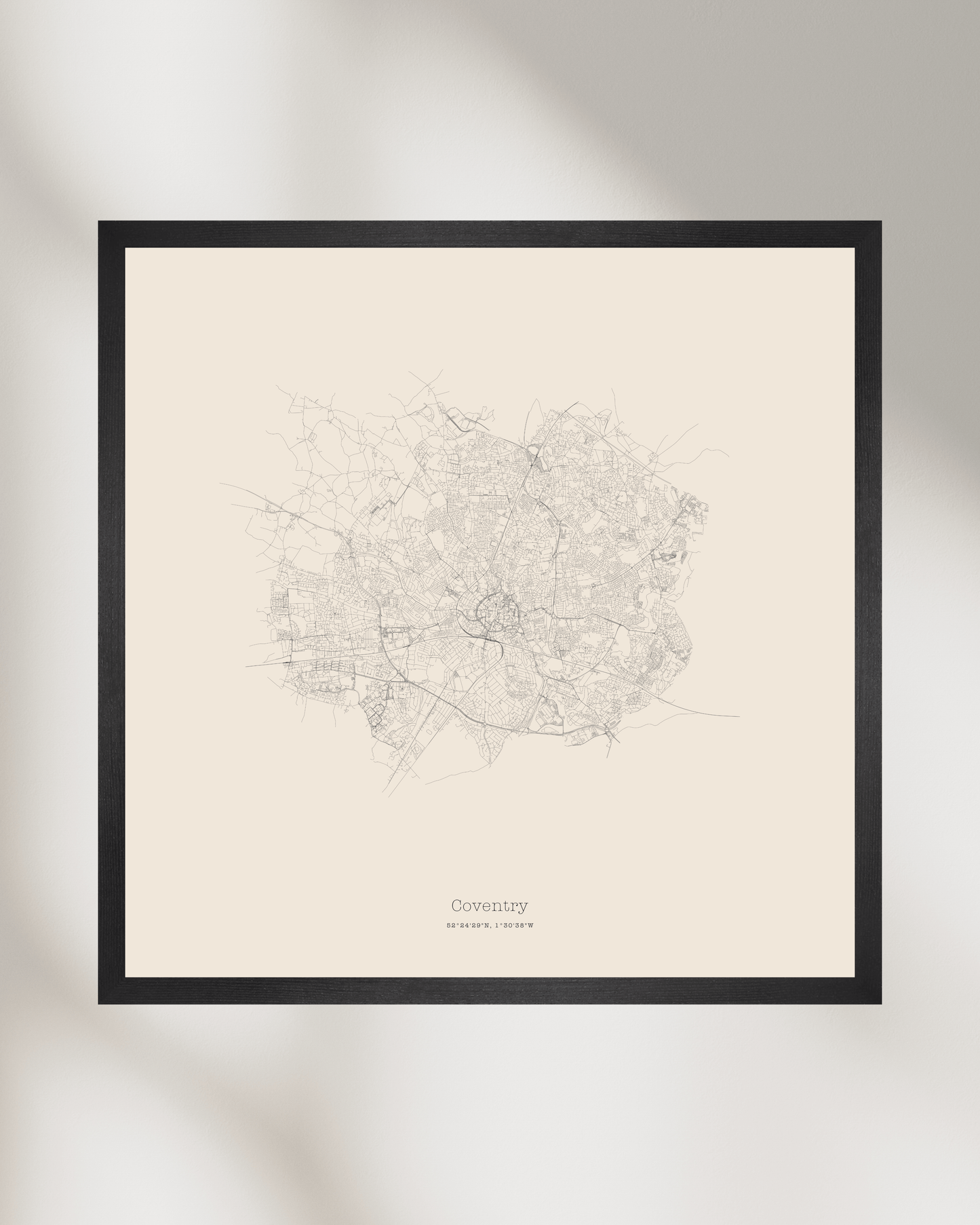 Coventry - Minimalist City Map - Fine Art Print - Taupe