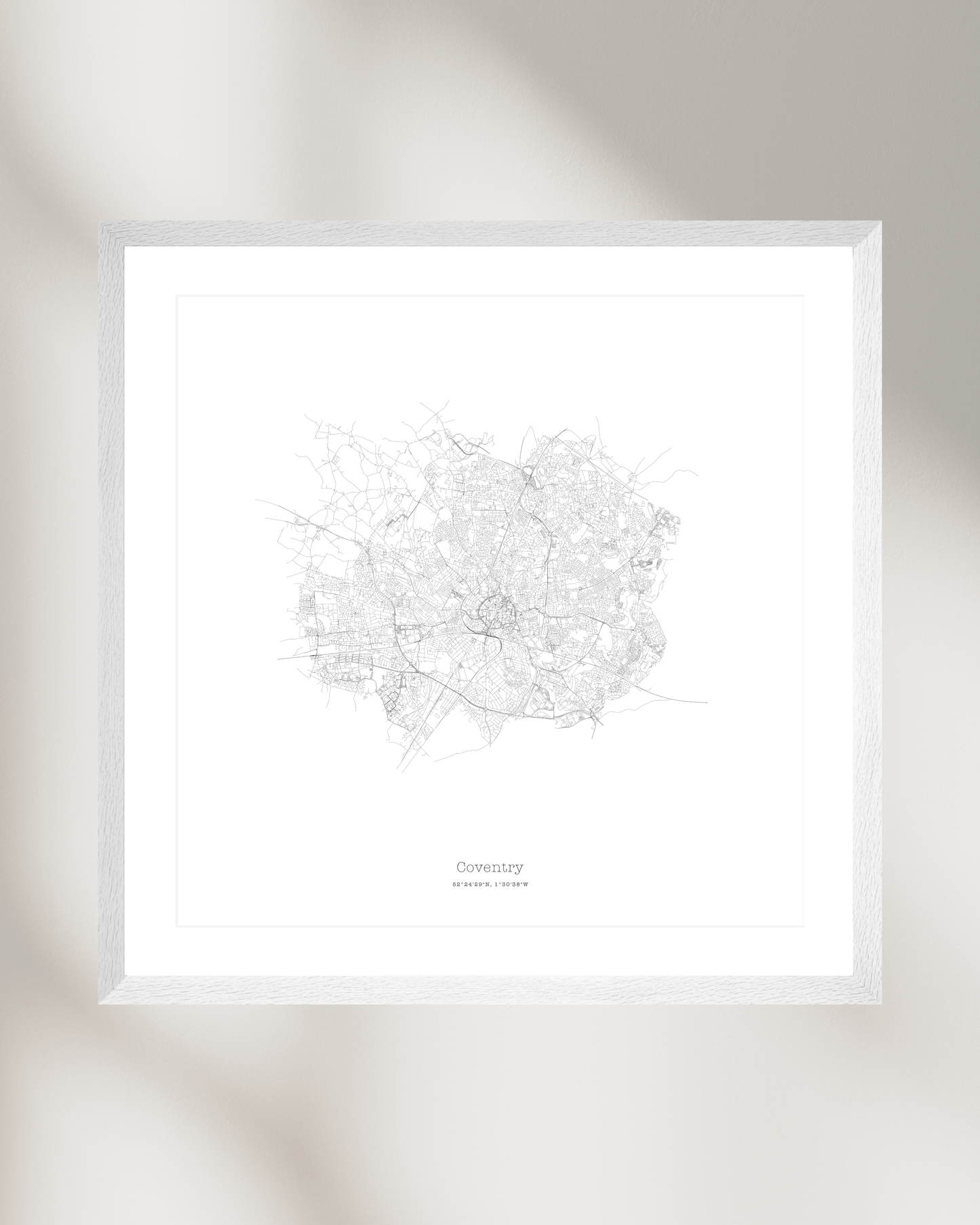 Coventry - Minimalist City Map - Fine Art Print - White
