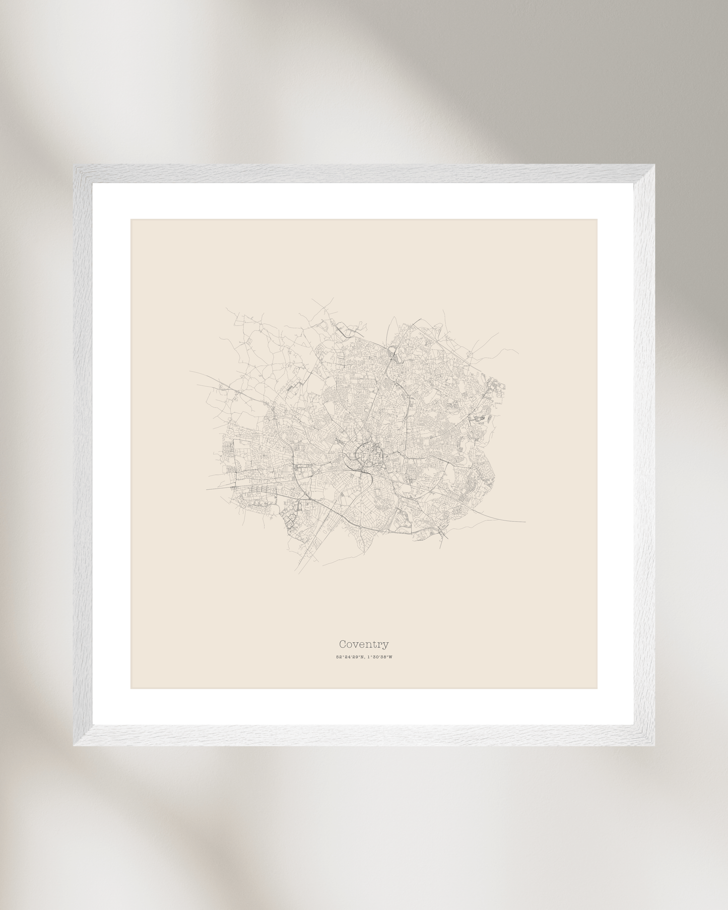 Coventry - Minimalist City Map - Fine Art Print - Taupe