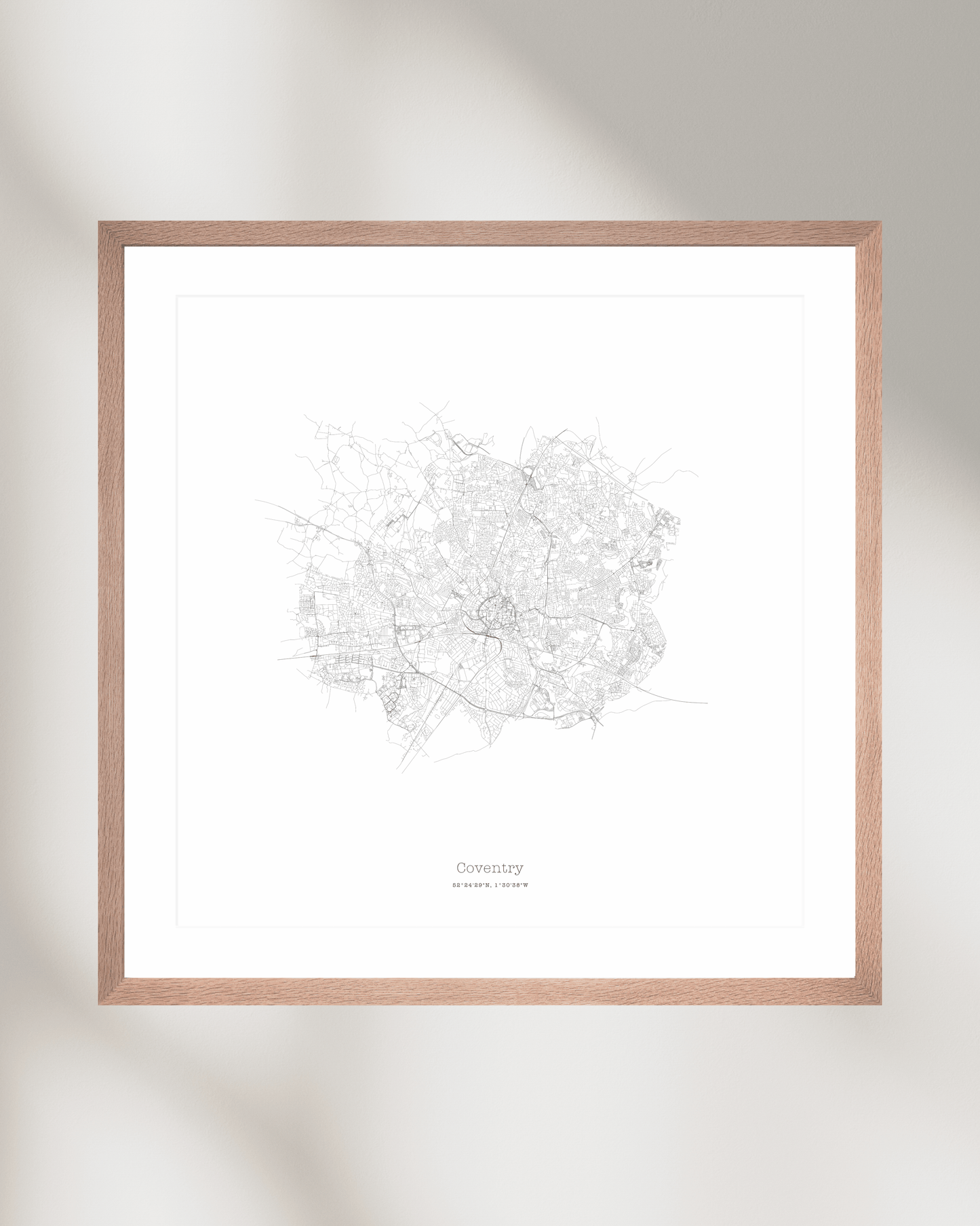 Coventry - Minimalist City Map - Fine Art Print - White